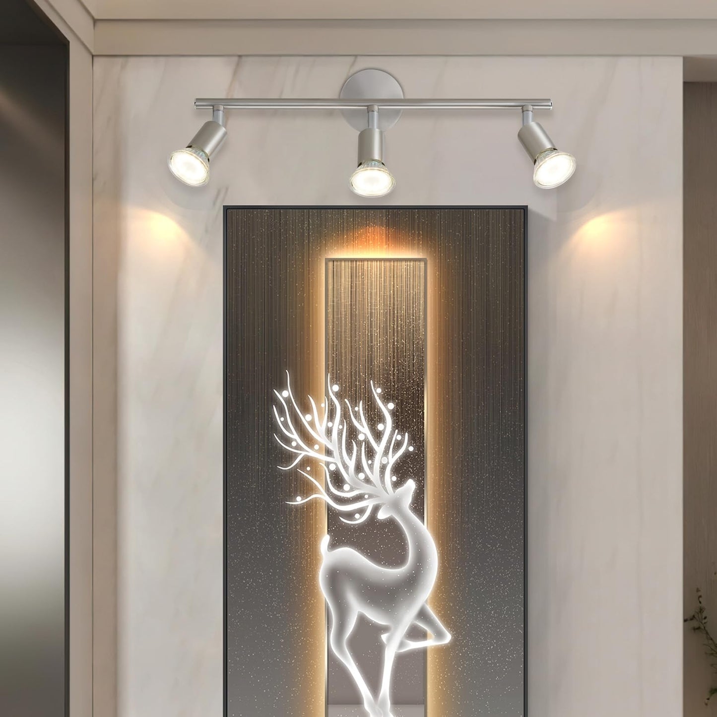 ZMH LED Deckenstrahler 3 Flammig Schwenkbar - Flur Deckenlampe Modern Deckenleuchte GU10 Deckenspot 350¡ãDrehbar Strahler Lampe Edelstahl Decke Wohnzimmer Schlafzimmer Ohne Leuchtmittel
