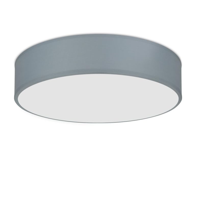 ZMH Deckenlampe Rund Deckenleuchte Schlafzimmer - Grau Stoff Wohnzimmerlampe 2 Flammig E27 Schlafzimmerlampe Modern K¨¹chenlampe mit Stoffschirm Flurlampe f¨¹r Wohnzimmer K¨¹che Flur ?38CM