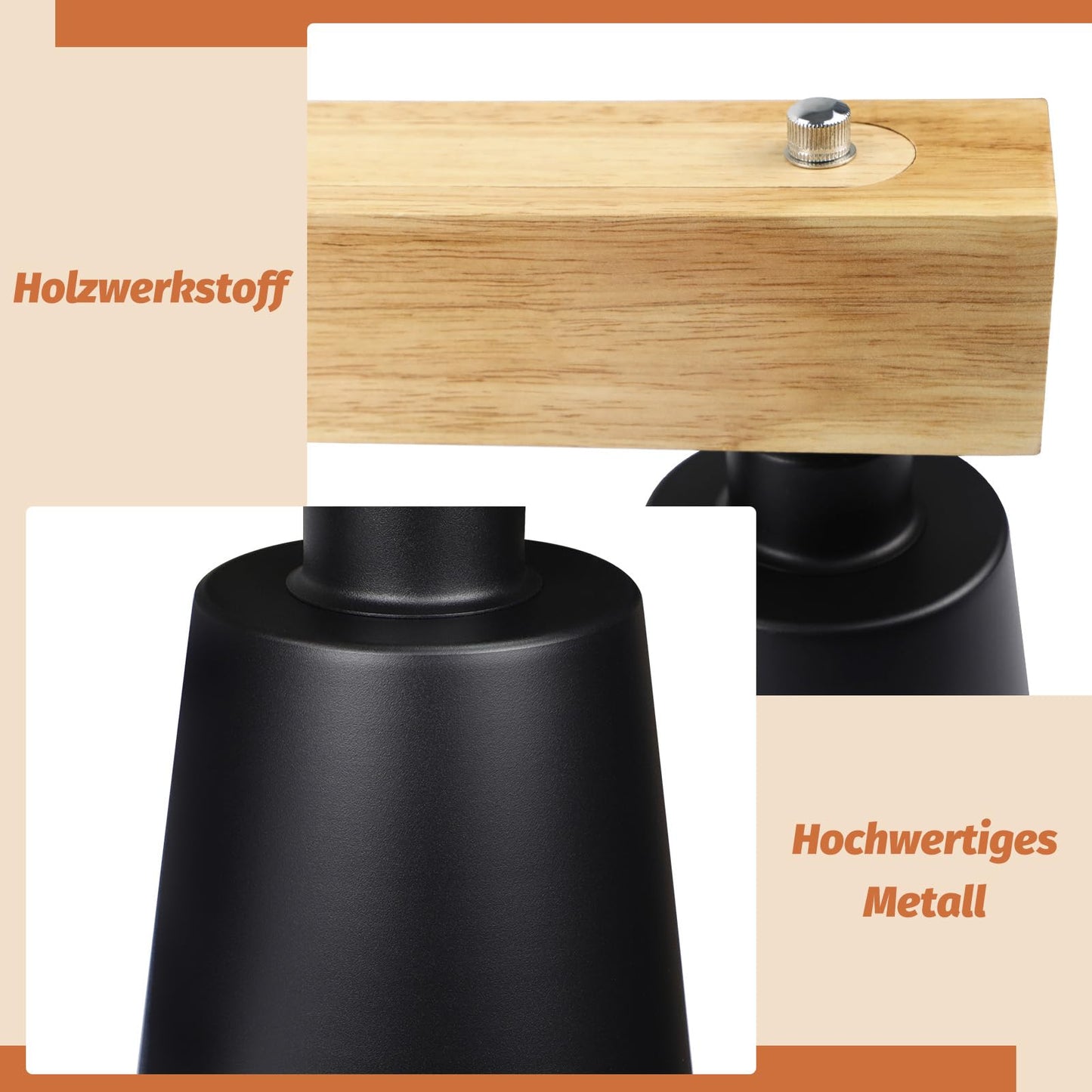 ZMH H?ngelampe Esstisch Pendelleuchte Schwarz - H?ngeleuchte Schlafzimmer Modern Esszimmerlampe Holz E27 Pendellampe Esszimmer 5 Flammig Esstischlampe Rustikal f¨¹r K¨¹che Hotel Flur(ohne Leuchtmittel)