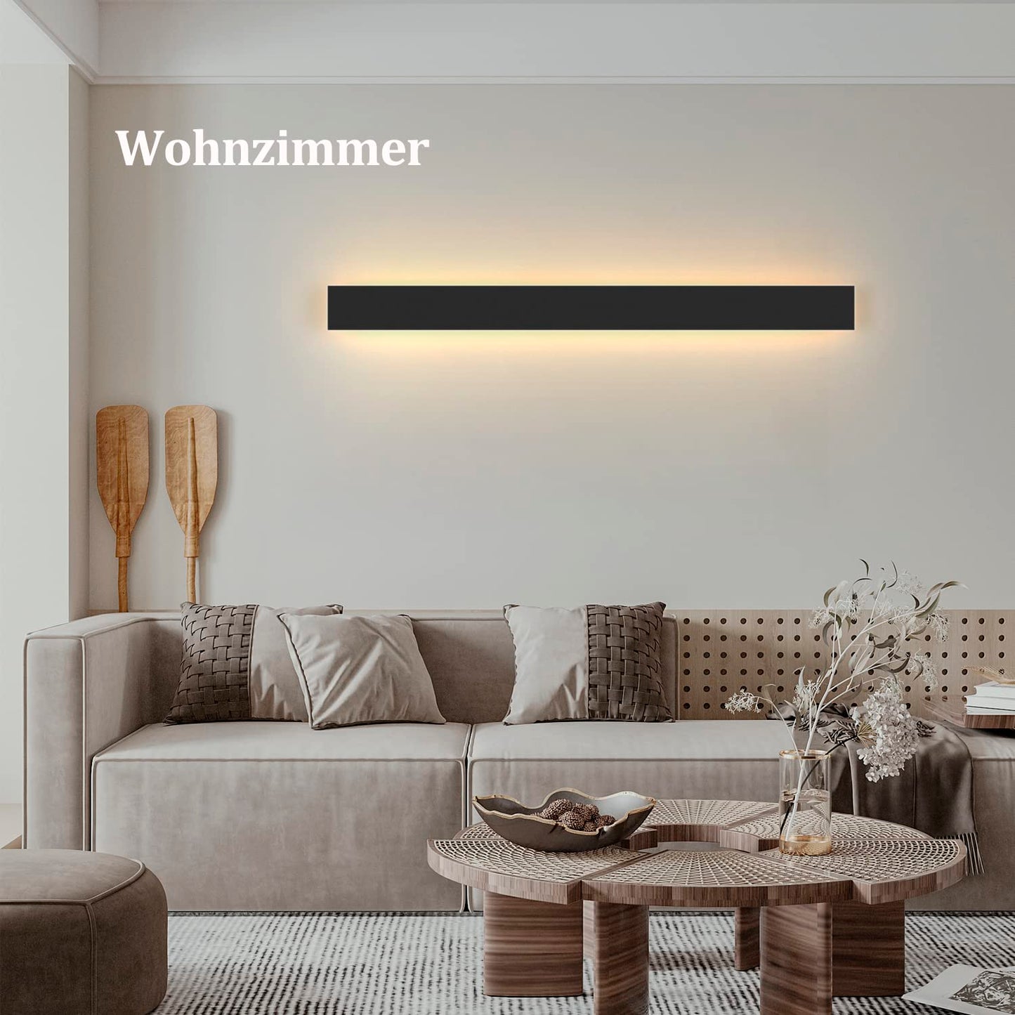 ZMH Wandleuchte LED au?en Wandlampe - 100CM Au?enleuchte schwarz 3000K IP65 Wasserdicht lange Au?enlampe 32W Villa Au?enwandleuchte aus Acryl Au?enbeleuchtung f¨¹r Hauswand G?rten Terrasse