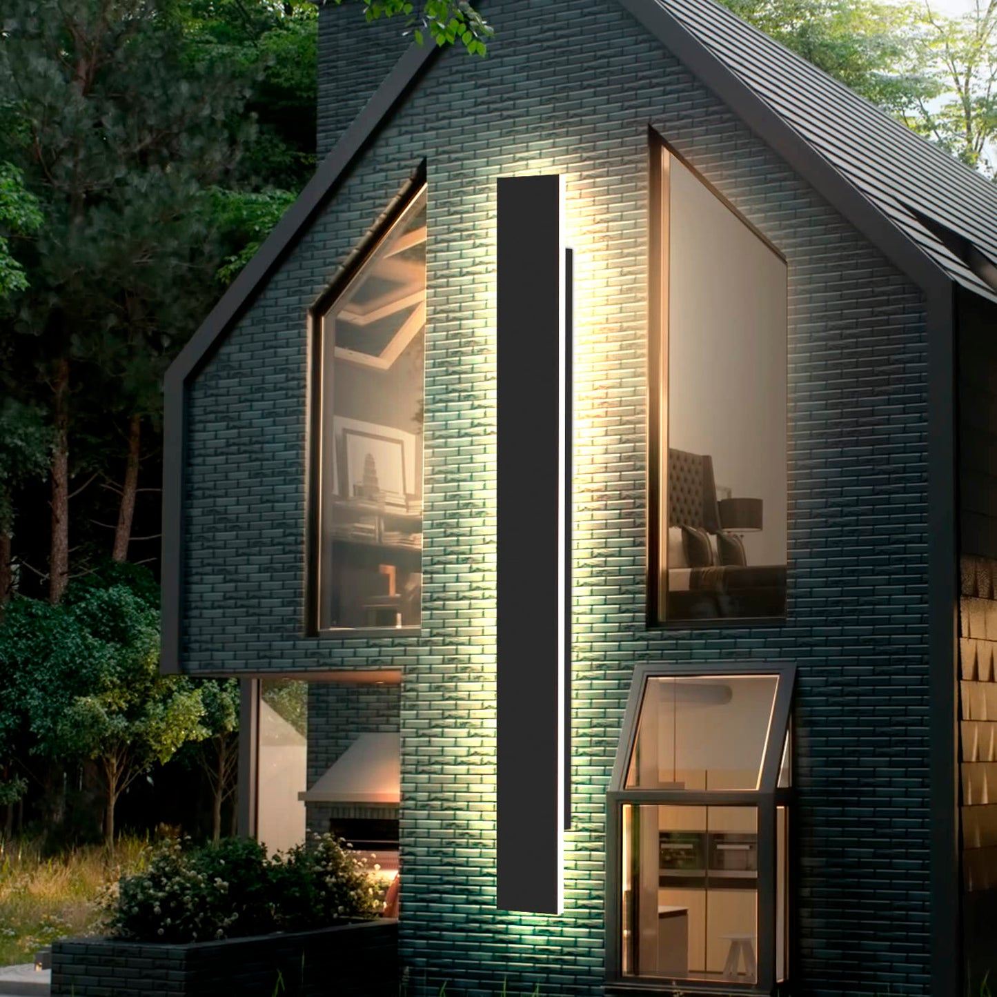 ZMH Wandleuchte LED au?en Wandlampe - 100CM Au?enleuchte schwarz 3000K IP65 Wasserdicht lange Au?enlampe 32W Villa Au?enwandleuchte aus Acryl Au?enbeleuchtung f¨¹r Hauswand G?rten Terrasse
