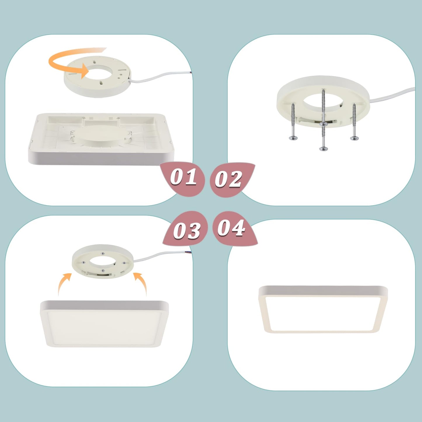ZMH Deckenlampe LED Deckenleuchte Flach - Schlafzimmerlampe 23CM Badezimmerlampe 18W K¨¹chenlampe Eckig Schlafzimmer Deckenbeleuchtung Flurlampe Decke Badlampe 4000K f¨¹r Badezimmer K¨¹che Flur