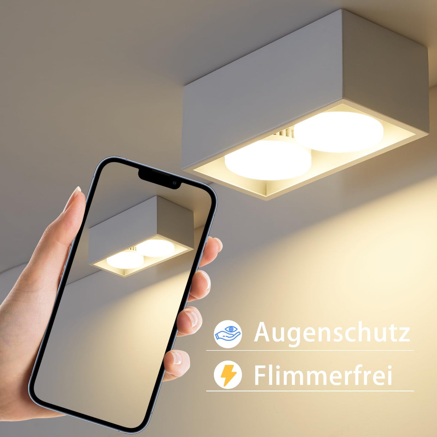 ZMH Aufbauspot LED Deckenspots - Aufbaustrahler Wei? Deckenstrahler mit 2 Flammig GX53 Schwenkbar Modern Eckig Spots Aufputz Deckenleuchte 2x5W Warmwei? Aufbauleuchte f¨¹r K¨¹che Wohnzimmer