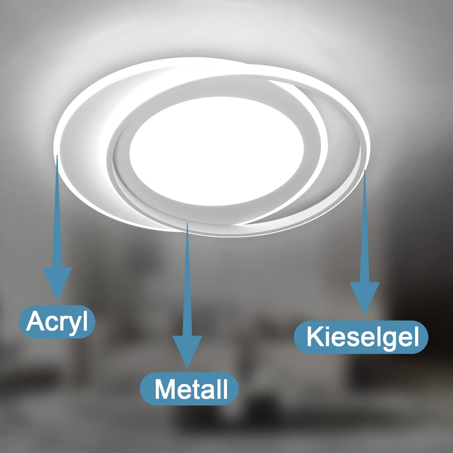 ZMH Deckenlampe LED Deckenleuchte Wohnzimmer - Wohnzimmerlampe Dimmbar Schlafzimmerlampe mit Fernbedienung Schlafzimmer 66W Deckenbeleuchtung Modern K¨¹chenlampe Ring Design 48.5cm f¨¹r Esszimmer B¨¹ro