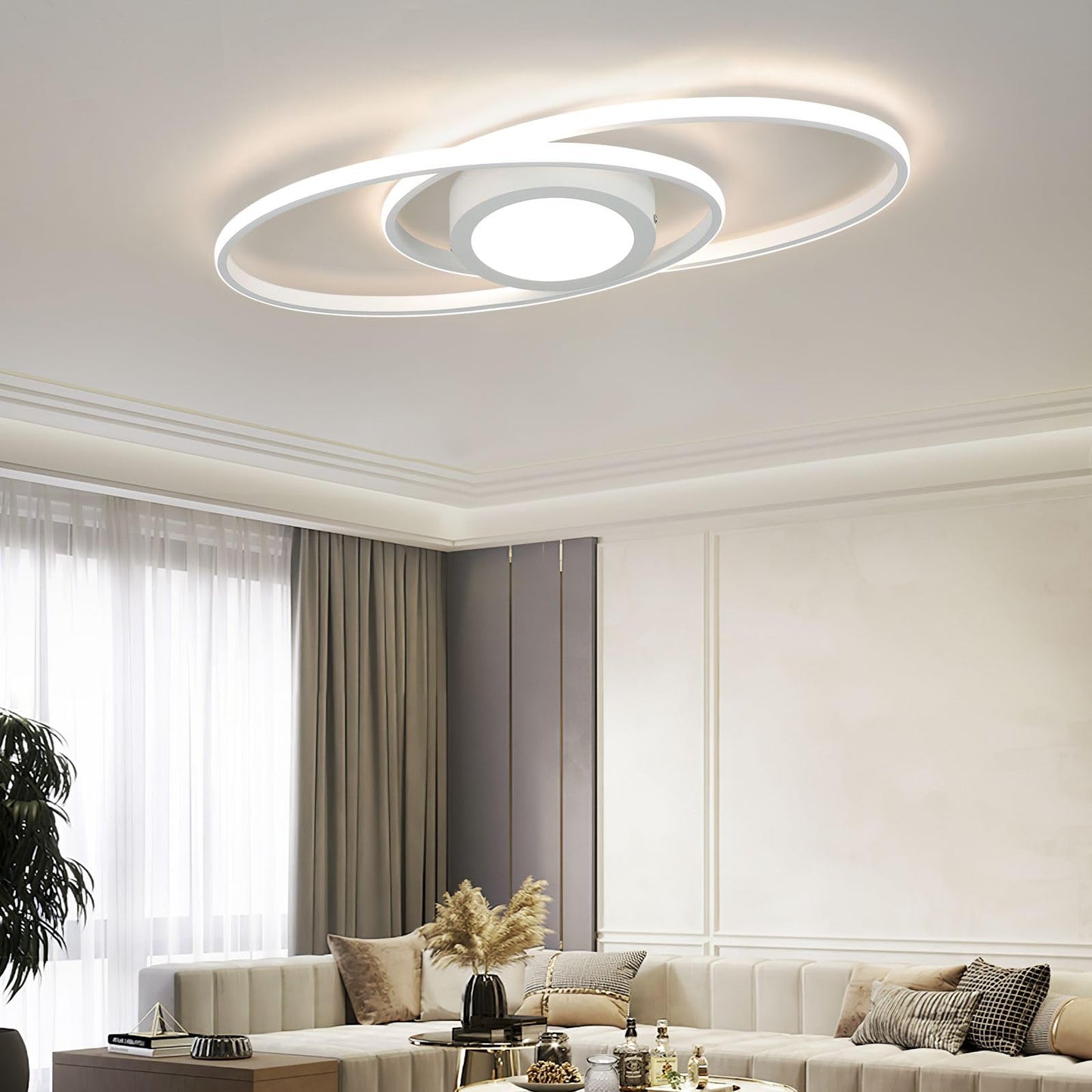 ZMH LED Deckenleuchte Flach Wohnzimmer - Wohnzimmerlampe 48W Dimmbar Deckenlampe Metall Schlafzimmerlampe Wei? mit Fernbedienung 3000K-6500K Modern f¨¹r Schlafzimmer Kinderzimmer B¨¹ro Balkon