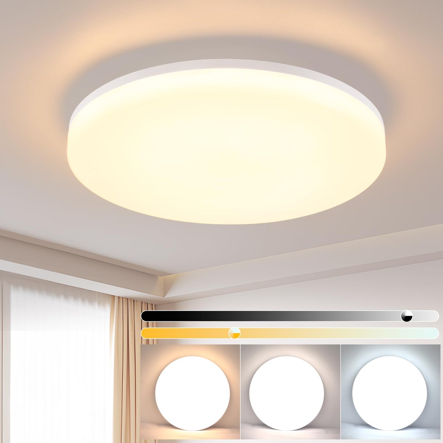 ZMH Deckenlampe LED Deckenleuchte Schlafzimmer - ?28CM Schlafzimmerlampe Dimmbar mit Fernbedienung 24W K¨¹chenlampe RGB Farbwechsel Deckenbeleuchtung Badlampe Flach Flurlampe IP54 f¨¹r K¨¹che Flur Bad