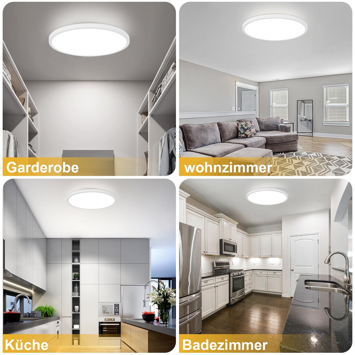 ZMH Deckenlampe LED Deckenleuchte Badezimmer - ?30cm Badezimmerlampe Flach Schlafzimmerlampe Rund K¨¹chenlampe 18W Schlafzimmer Deckenbeleuchtung Flurlampe Kaltwei? Badlampe IP44 f¨¹r K¨¹che Flur Bad