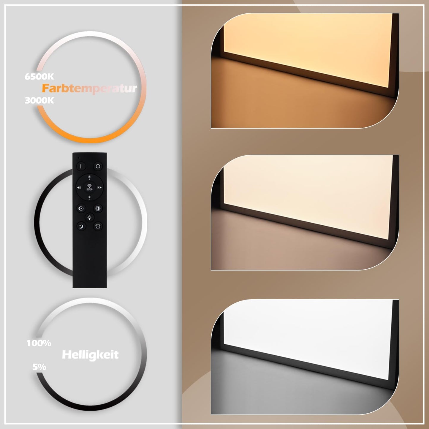ZMH Deckenlampe LED Deckenleuchte Flach - Dimmbar Wohnzimmer Schlafzimmer K¨¹che Panel Wohnzimmerlampe Gro? 48W 120 * 30CM K¨¹chenlampe Flur Lang Rechteckig Deckenpanel B¨¹ro mit Fernbedienung