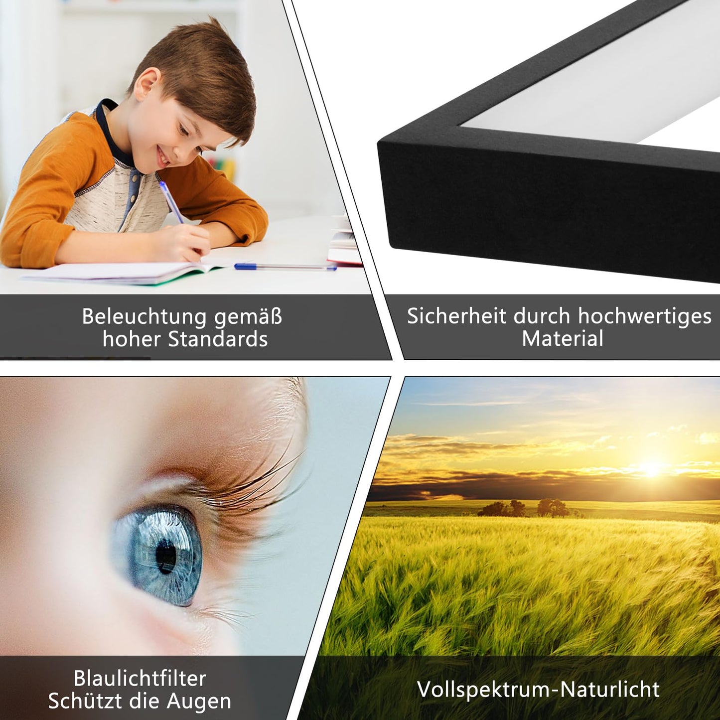 ZMH LED Deckenleuchte Wohnzimmer Deckenlampe - Schwarz 80CM 72W Modern Wohnzimmerlampe Dimmbar mit Fernbedienung Schlafzimmerlampe Rechteck Metall-Design f¨¹r Schlafzimmer Kinderzimmer k¨¹chen