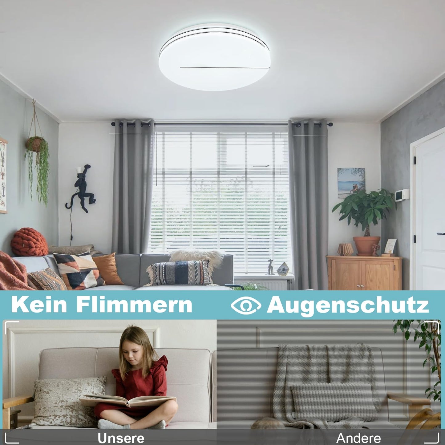 ZMH Deckenlampe LED Deckenleuchte Wohnzimmer - ?40cm Wohnzimmerlampe Dimmbar mit Fernbedienung 44W Schlafzimmerlampe Sternenhimmel Modern Schlafzimmer Deckenbeleuchtung Rund f¨¹r K¨¹che Flur