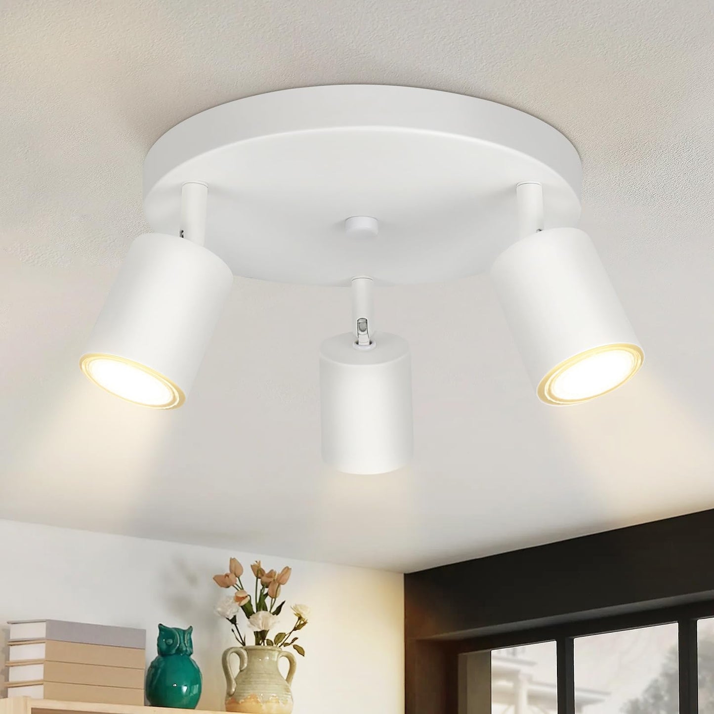ZMH LED Deckenlampe Flur Deckenleuchte Wohnzimmer - Deckenstrahler 3 Flammig Modern Strahler Wei? Rund Deckenspots GU10 Metall Flurlampe Spot Schwenkbar Design Spotleuchte f¨¹r Schlafzimmer K¨¹che
