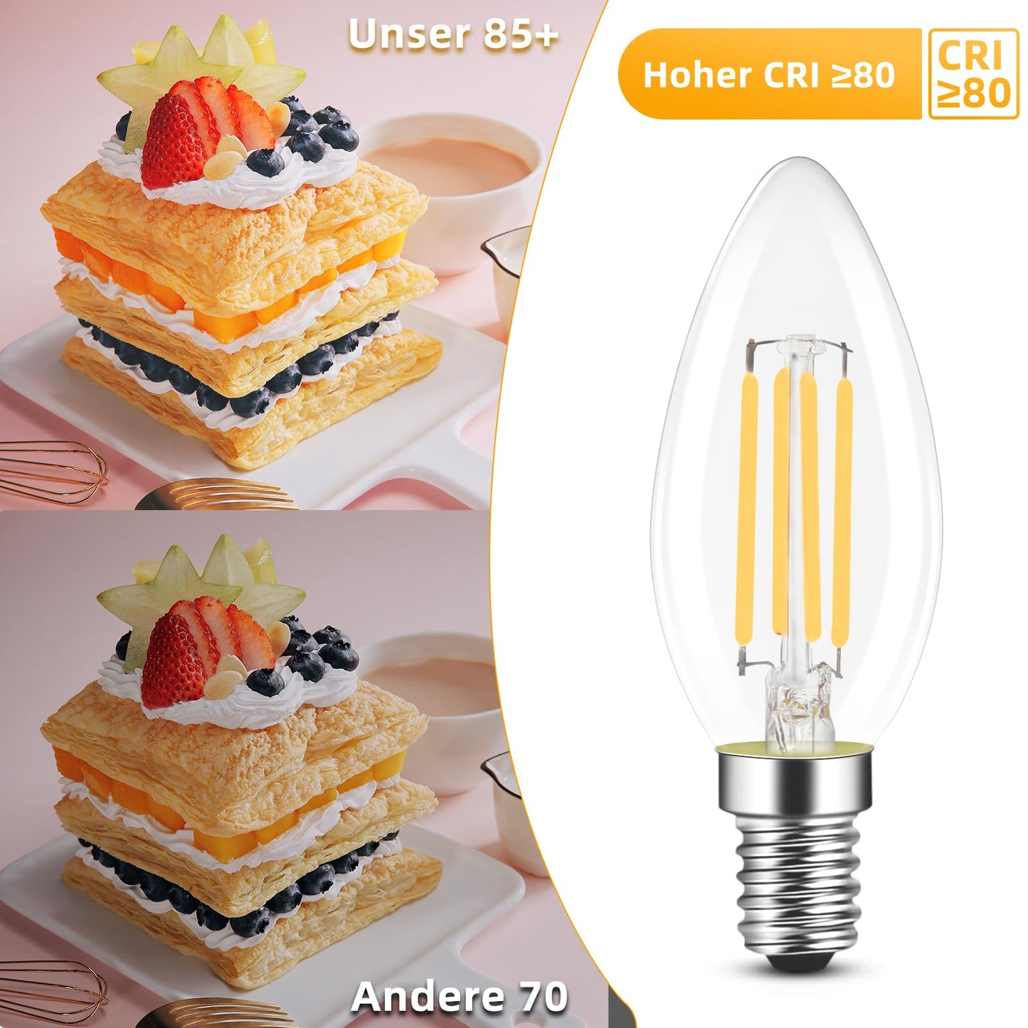 ZMH 10er pack LED E14 Gl¨¹hbirne Leuchtmittel: Warmwei? Lampe kerze 4W 2700K Filament Birne Retro Edison C35 Gl¨¹hlampe Vintage Light Bulb Glas Energiesparlampe - Nicht Dimmbar
