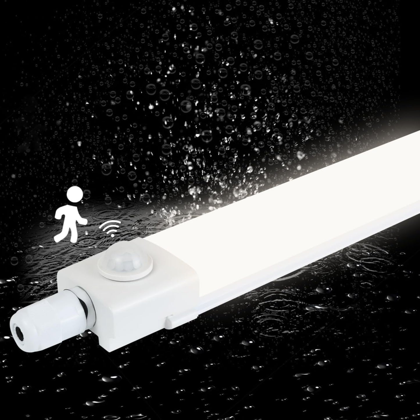 ZMH LED Feuchtraumleuchte 120CM mit Bewegungsmelder Deckenlampe - 36W Werkstattlampe IP65 Wasserfest Kellerlampe Neutralwei? 4000K Leuchtstoffr?hre f¨¹r Garage Werkstatt K¨¹che Warenhaus Bad B¨¹ro