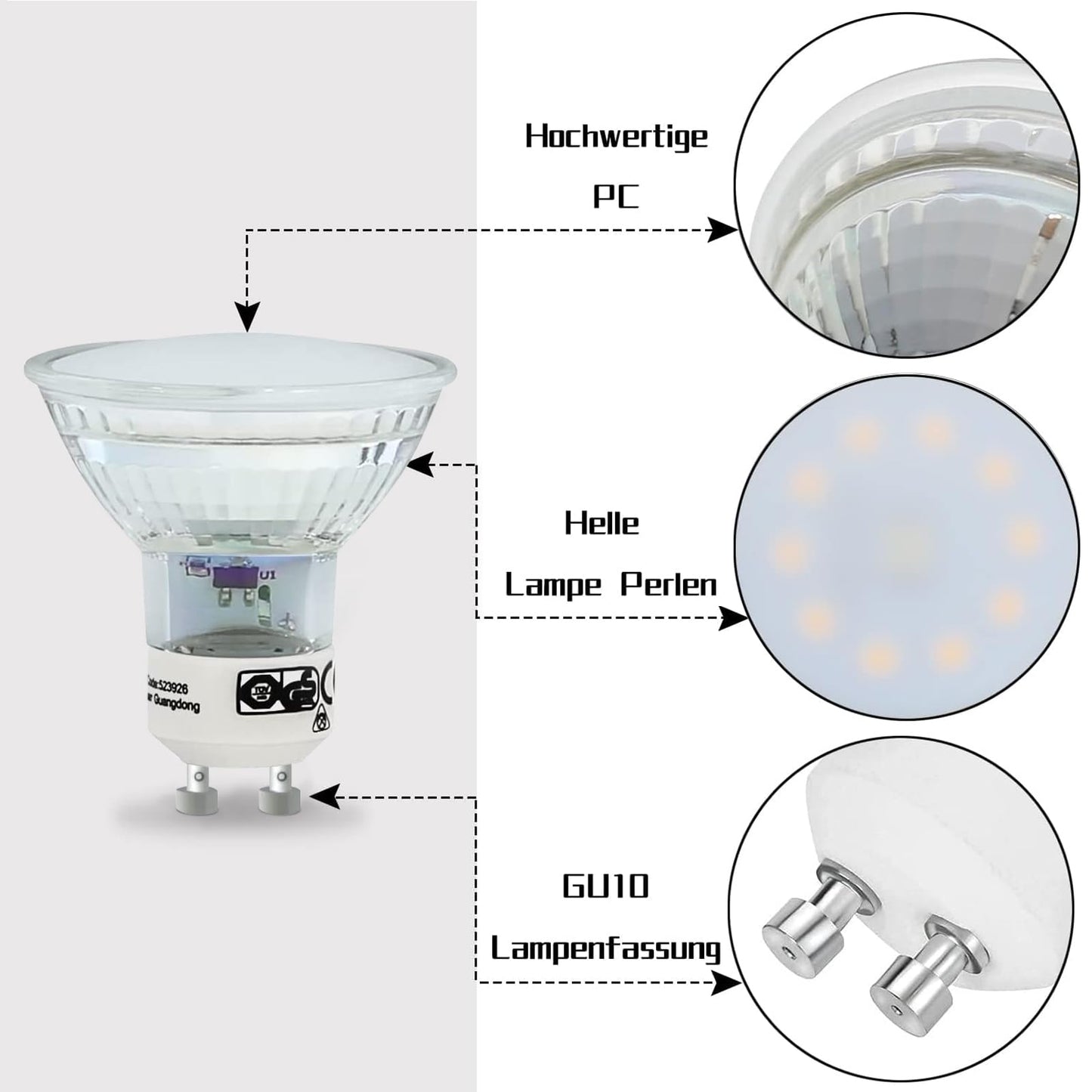 ZMH GU10 LED Warmweiss 5W Leuchtmittel Lampe Ersetzt 50W Gl¨¹hbirne 3000K Energiesparlampe Abstrahlwinkel 110¡ã Spot Nicht Dimmbar Reflektor Birne Gl¨¹hlampen Strahler Spot LED GU10 6 pack