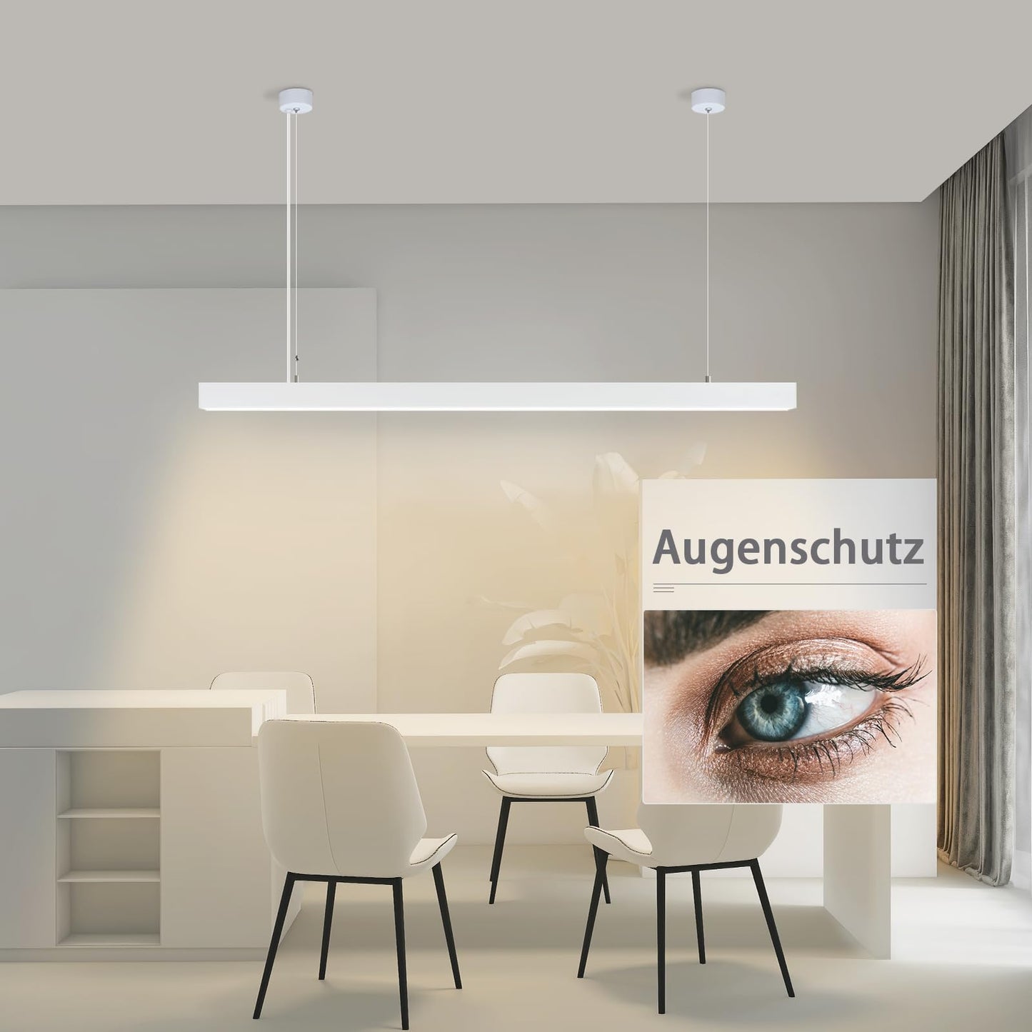 ZMH LED Pendelleuchte Esstisch H?ngelampe Dimmbar - 32W Modern Esstischlampe H?ngend 107CM H?henverstellbar mit Fernbedienung H?ngeleuchte Lang Linear Design f¨¹r Esszimmer B¨¹ro Wohnzimmer