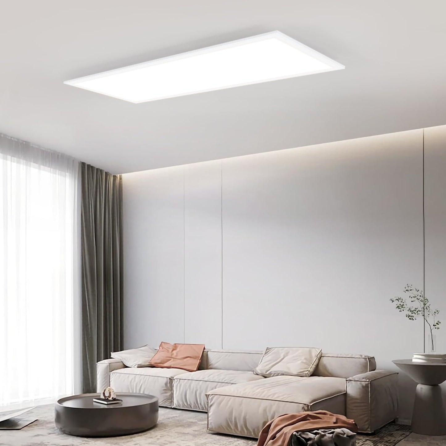 ZMH Deckenlampe LED Deckenleuchte Flach - Dimmbar Wohnzimmer Schlafzimmer K¨¹che Panel Wohnzimmerlampe Gro? 48W 120 * 30CM K¨¹chenlampe Flur Lang Rechteckig Deckenpanel B¨¹ro mit Fernbedienung