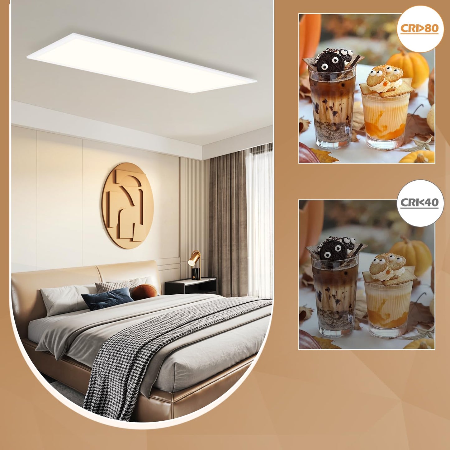 ZMH Deckenlampe LED Deckenleuchte Flach - Dimmbar Wohnzimmer Schlafzimmer K¨¹che Panel Wohnzimmerlampe Gro? 48W 120 * 30CM K¨¹chenlampe Flur Lang Rechteckig Deckenpanel B¨¹ro mit Fernbedienung