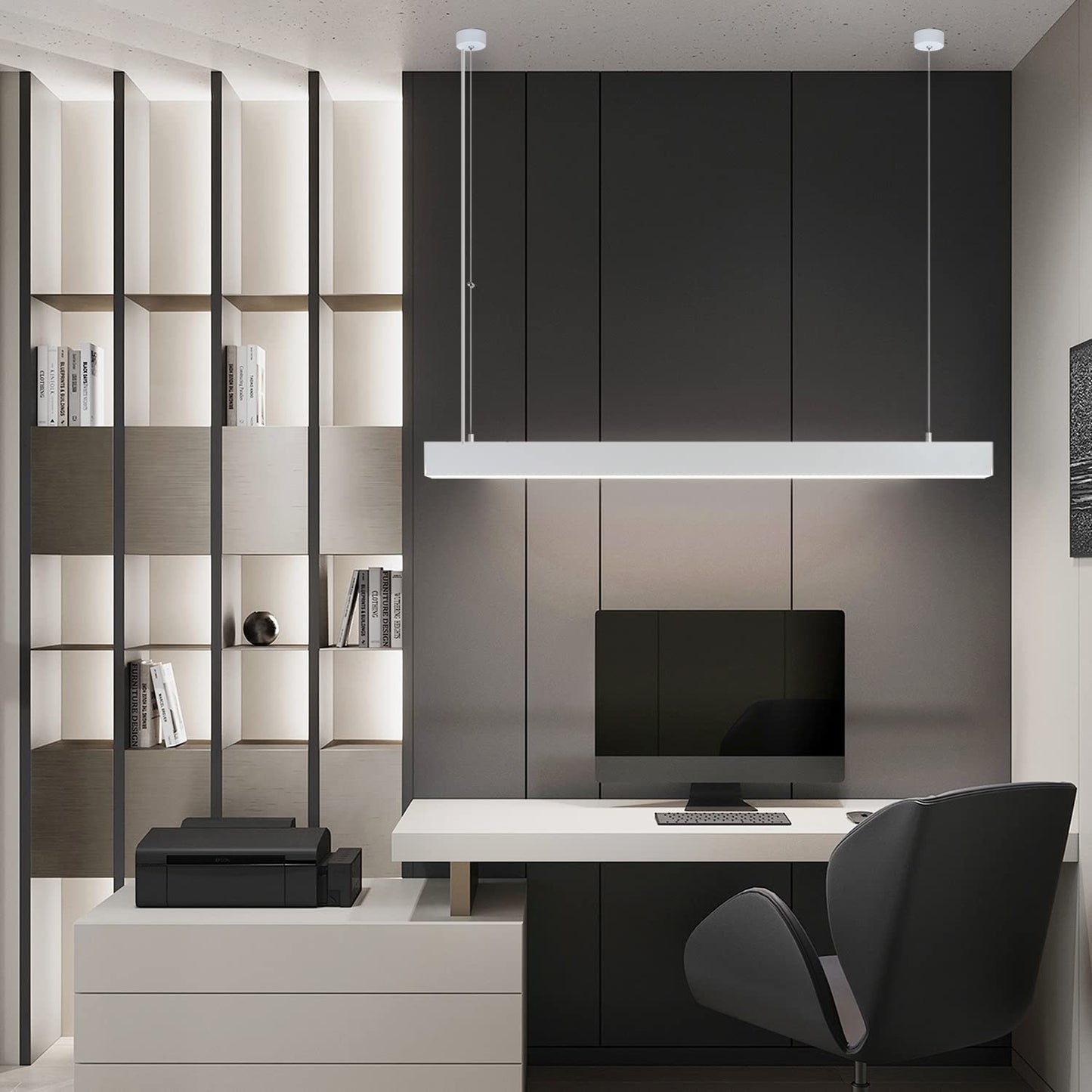 ZMH LED Pendelleuchte Esstisch H?ngelampe Dimmbar - 32W Modern Esstischlampe H?ngend 107CM H?henverstellbar mit Fernbedienung H?ngeleuchte Lang Linear Design f¨¹r Esszimmer B¨¹ro Wohnzimmer