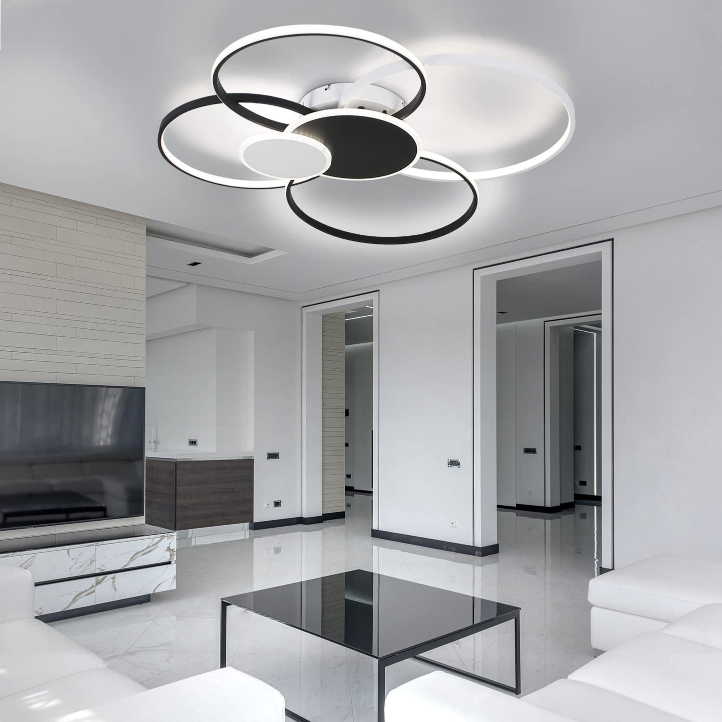 ZMH Deckenlampe LED Deckenleuchte Wohnzimmer - Modern Gro? Wohnzimmerlampe 94CM Dimmbar Schlafzimmerlampe Ring Design 72W Deckenbeleuchtung mit Fernbedienung f¨¹r Schlafzimmer B¨¹ro Hotel K¨¹che