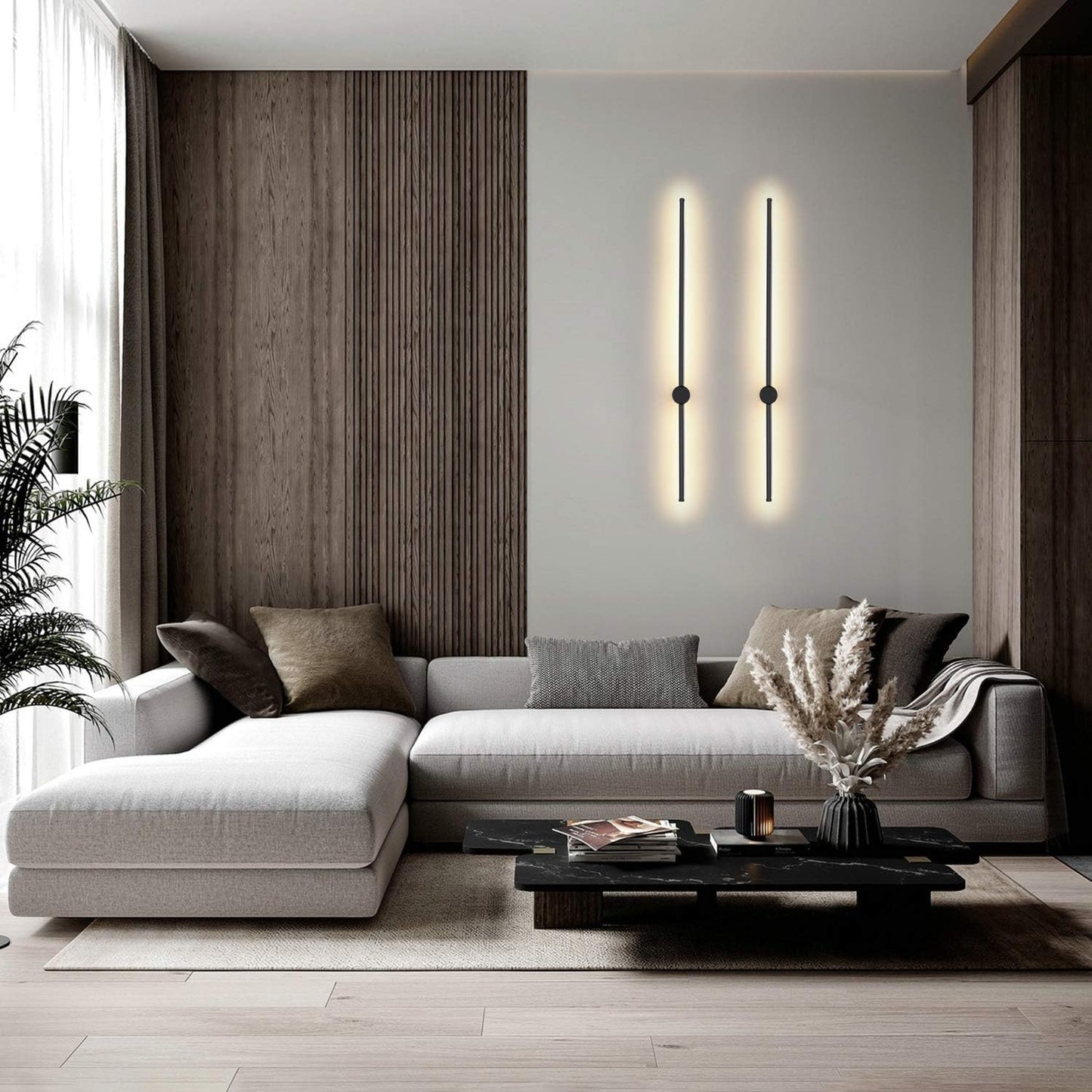 ZMH LED Wandleuchte Innen Wandlampe - 100CM Lang Schwarz 8W Wohnzimmerlampe Schwenkbar Minimalistische Nachtlampe Warmwei? 3000K Bettlampe f¨¹r Schlafzimmer Wohnzimmer Flur Arbeitszimmer Treppenhaus