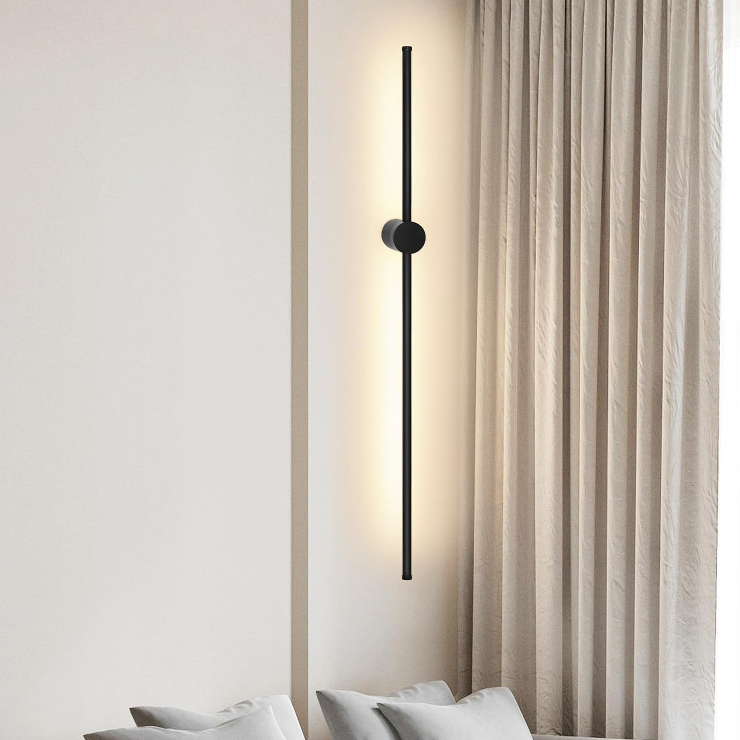 ZMH LED Wandleuchte Innen Wandlampe - 100CM Lang Schwarz 8W Wohnzimmerlampe Schwenkbar Minimalistische Nachtlampe Warmwei? 3000K Bettlampe f¨¹r Schlafzimmer Wohnzimmer Flur Arbeitszimmer Treppenhaus