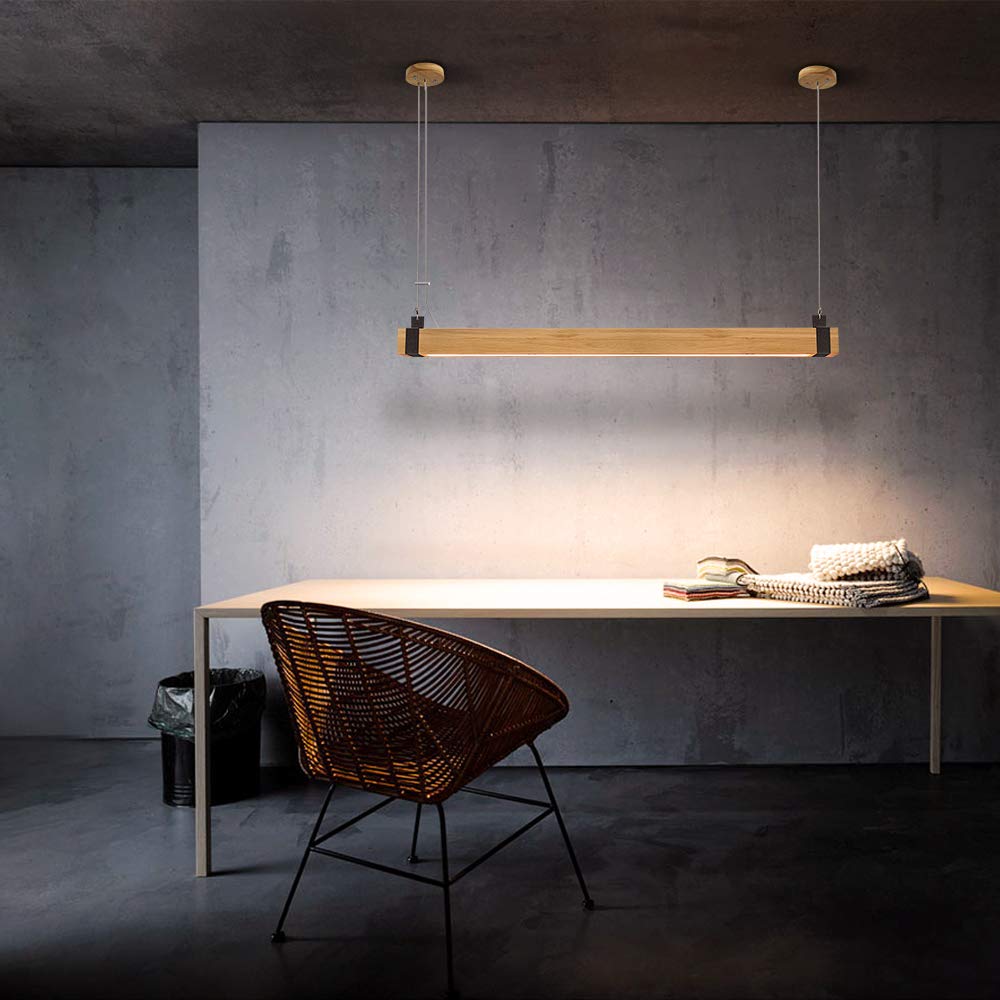 ZMH ZMH LED Pendelleuchte Esstisch H?ngeleuchte Holz - K¨¹chenlampe H?ngend 100CM H?ngelampe Wohnzimmer Dimmbar Esstischlampe 19W Industrial Esszimmerlampe Vintage Retro Pendellampe f¨¹r Schlafzimmer B¨¹ro