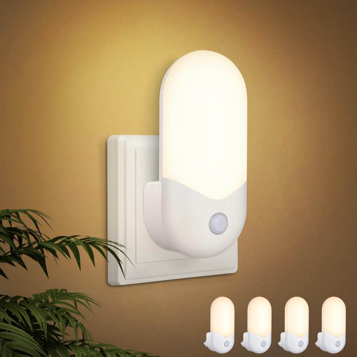 ZMH Nachtlicht Steckdose Steckdosenlampe Kinder - 4 St¨¹ck LED Steckdosenlicht mit D?mmerungssensor 1W Orientierungslicht Kinderzimmer Nachtlampe WarmWei? f¨¹r Baby Flur Treppenhaus Schlafzimmer