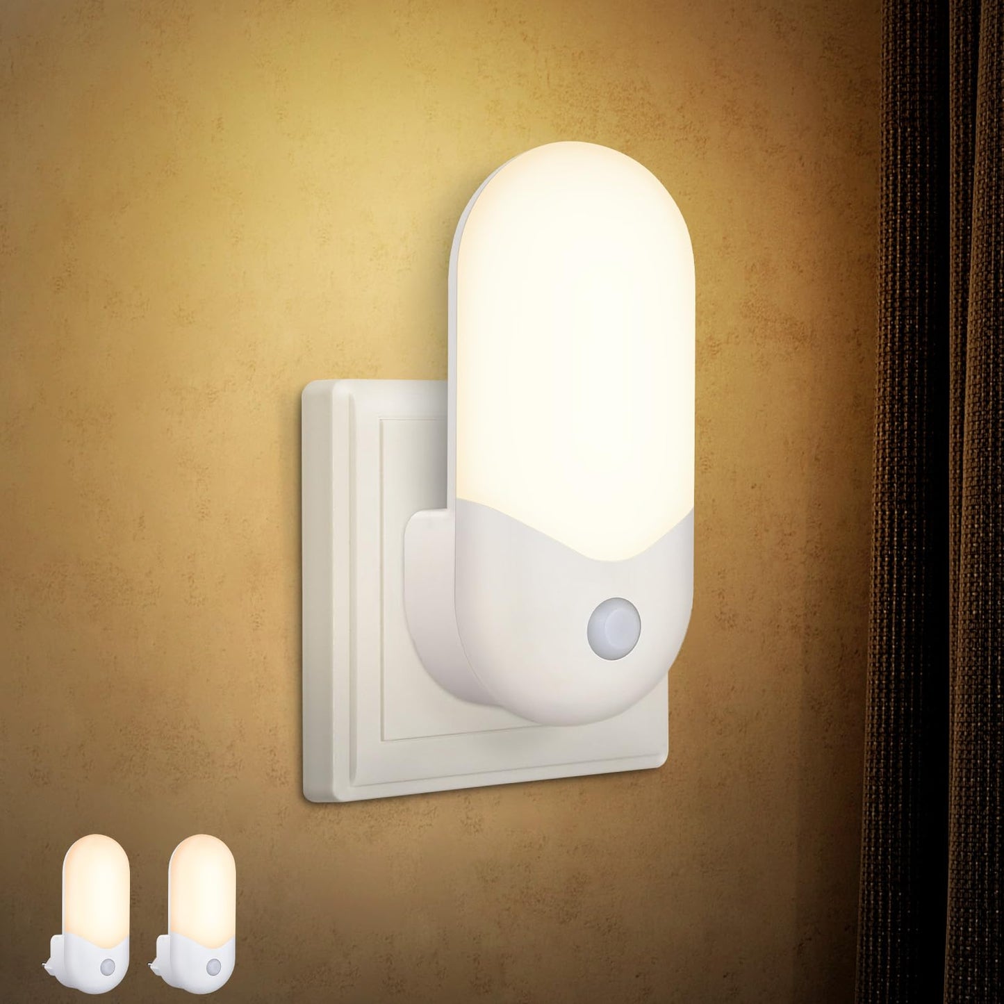 ZMH Nachtlicht Steckdose mit D?mmerungssensor - 2 St¨¹ck LED Steckdosenlampe Kinder Steckdosenlicht Kinderzimmer Nachtlampe WarmWei? 1W Orientierungslicht f¨¹r Baby Flur Treppenhaus Schlafzimmer