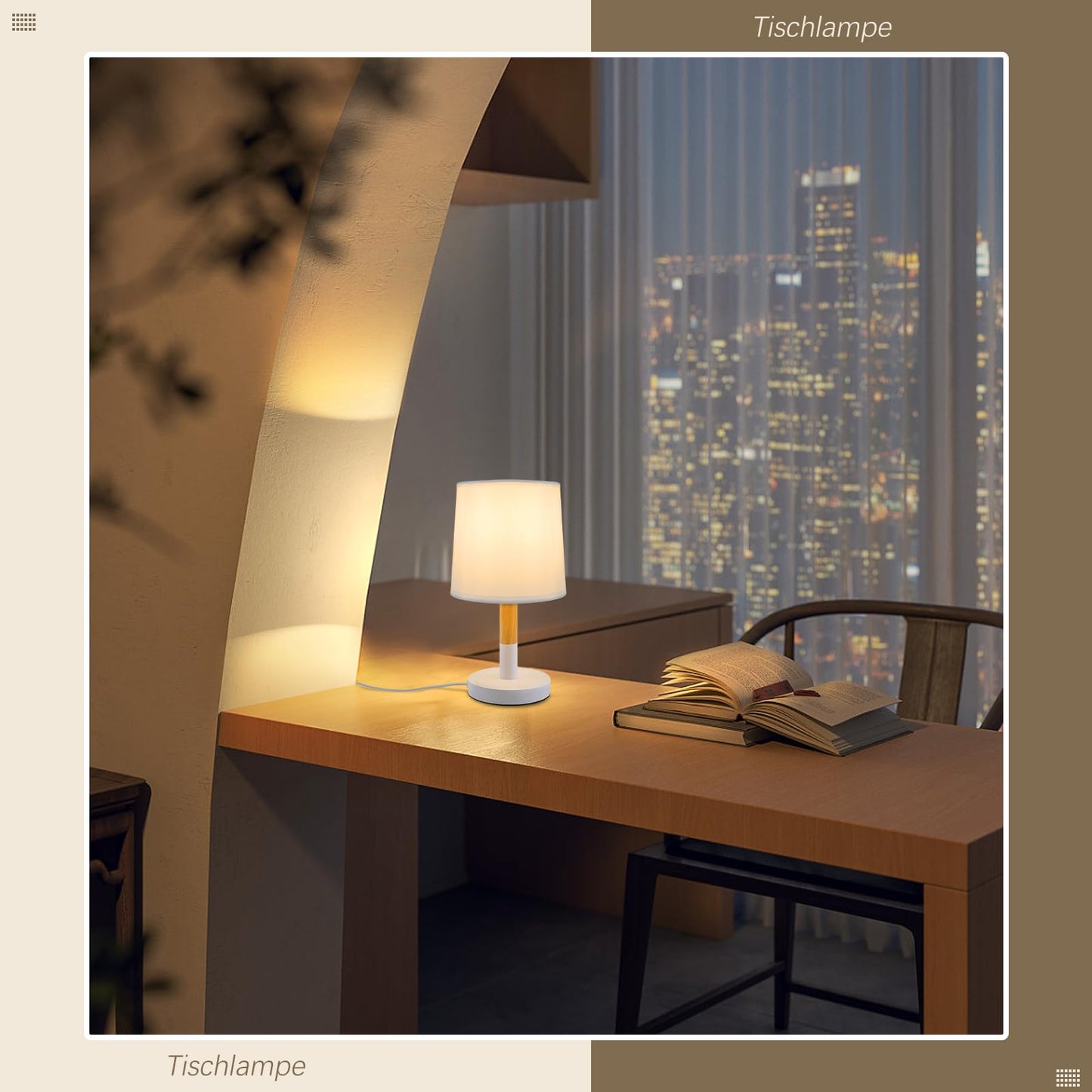 ZMH Nachttischlampe 2er Set Tischlampe Wohnzimmer - Tischleuchte Holz E27 Fassung Bedside Lamp Schlafzimmer Wei? Landhausstil Nachttischleuchte Nachttisch Modern F¨¹r Esszimmer Landhaus Restaurant