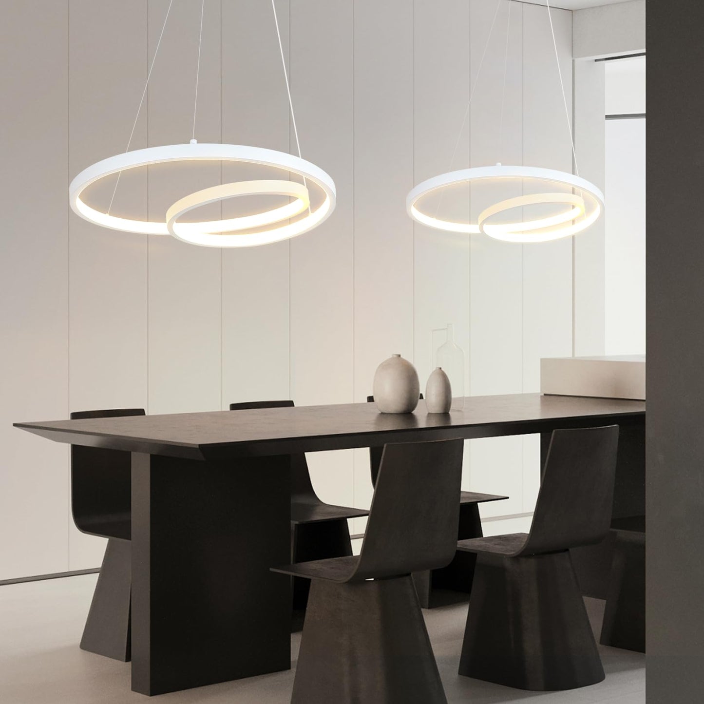 ZMH Pendelleuchte Esstisch H?ngelampe LED: 40CM Wei? H?ngend Lampe Dimmbar H?ngeleuchte Design Esszimmerlampe Modern Esstischlampe mit Fernbedienung Pendellampe f¨¹r Wohnzimmer Schlafzimmer K¨¹che