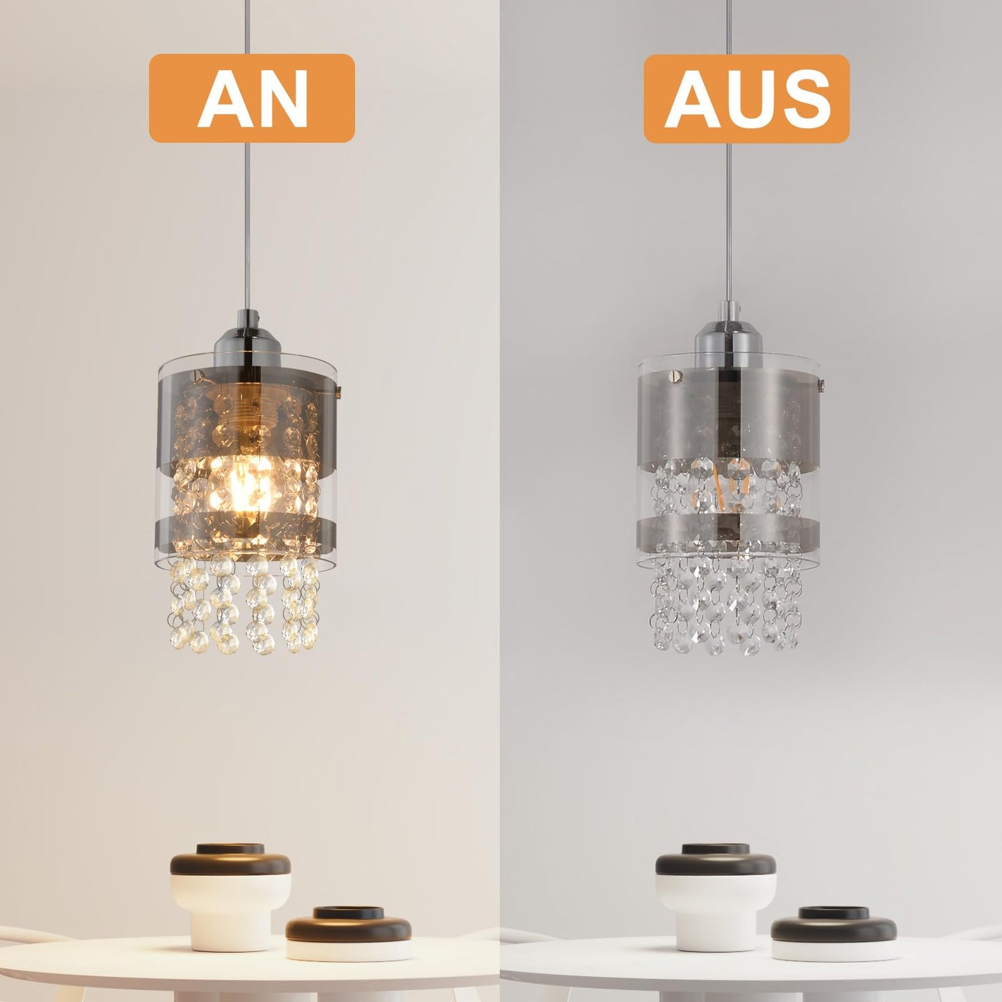 ZMH Pendelleuchte Modern Esstisch H?ngelampe: 1 Flammig E27 Glas H?ngeleuchte 150CM Max H?henverstellbar Design Kristall Pendellampe f¨¹r Wohnzimmer Schlafzimmer K¨¹che Esszimmer Ohne Leuchtmittel