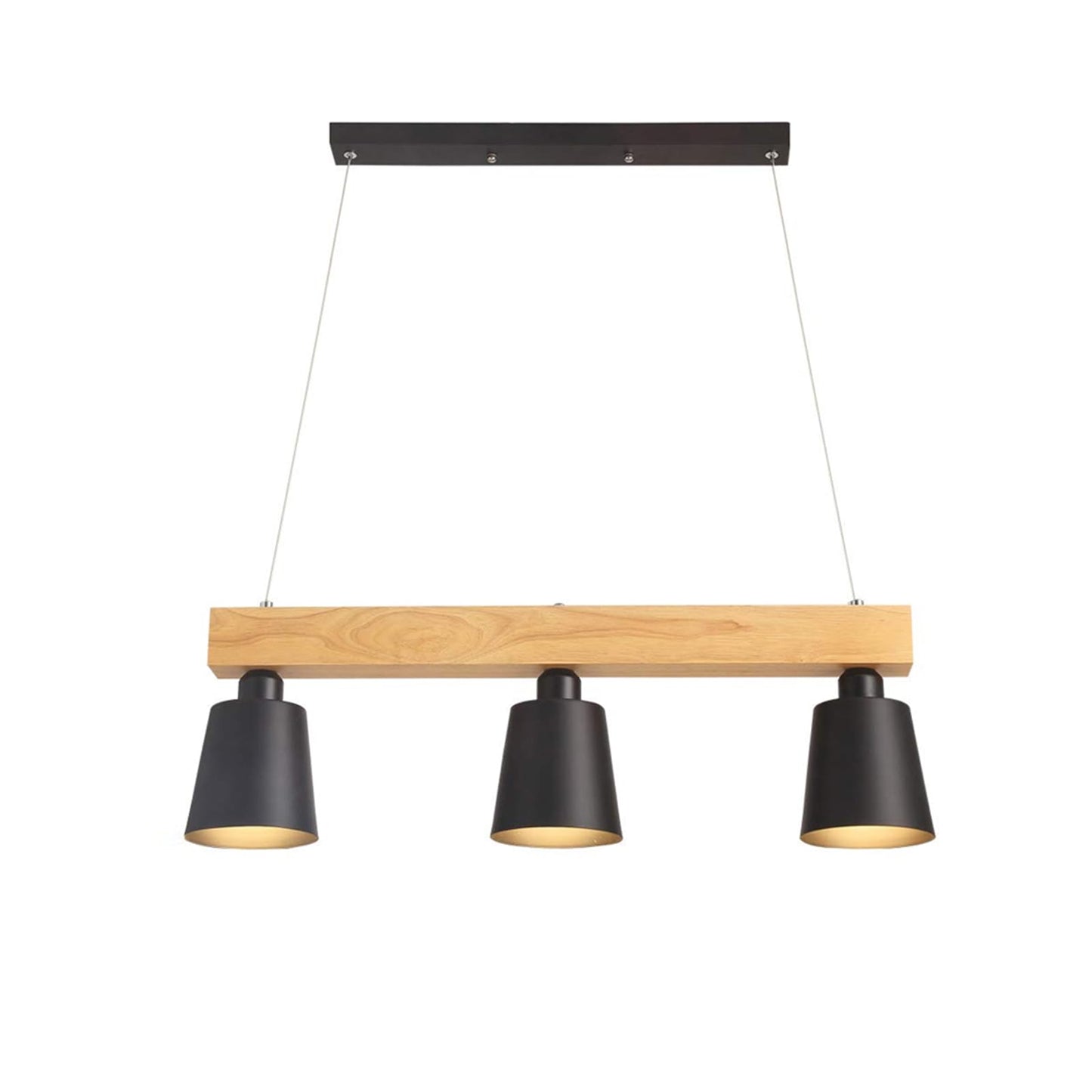 ZMH Pendelleuchte Esstisch Holz H?ngelampe 3 Flammig Warmwei? Vintage H?henverstellbar Esstischlampe H?ngend f¨¹r Esszimmer Wohnzimmer B¨¹ro Schlafzimmer K¨¹che boho - Schwarz - E27 MAX.25W 70x14x23CM