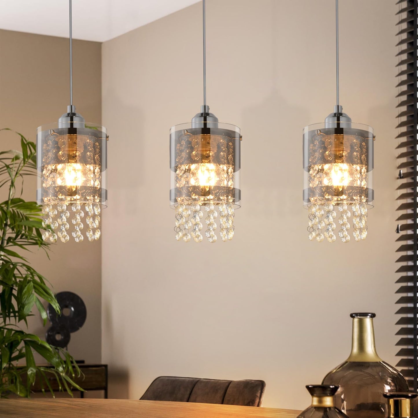 ZMH Pendelleuchte Modern Esstisch H?ngelampe: 3 Flammig E27 Glas H?ngeleuchte 150CM Max H?henverstellbar Design Kristall Pendellampe f¨¹r Wohnzimmer Schlafzimmer K¨¹che Esszimmer Ohne Leuchtmittel