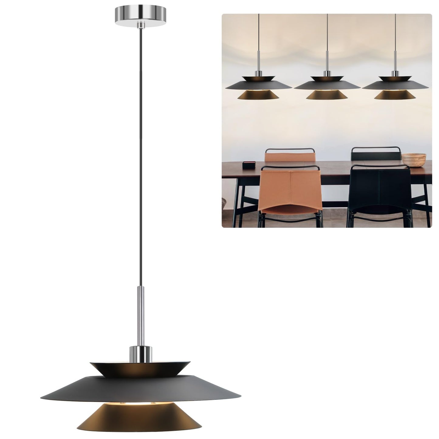 ZMH H?ngelampe Esstisch Pendelleuchte Schwarz - H?ngeleuchte Esszimmer Modern Esszimmerlampe Wohnzimmer E14 Esstischlampe Schlafzimmer 1 Flammig Pendellampe f¨¹r K¨¹che Hotel Flur(ohne Leuchtmittel)