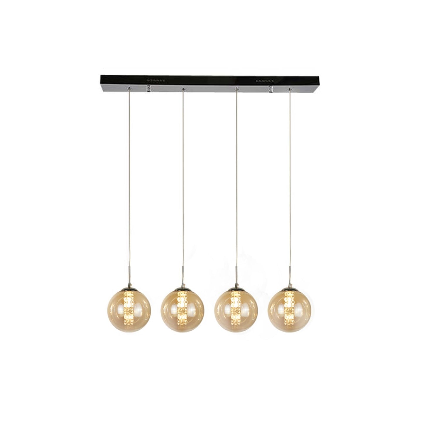 ZMH Pendelleuchte esstisch Pendellampe H?henverstellbar Esszimmerlampe 4-Flammig Esstischlampe aus Glas in Farbe Bernstein K¨¹chen Wohnzimmerlampe Schlafzimmerlampe Flurlampe