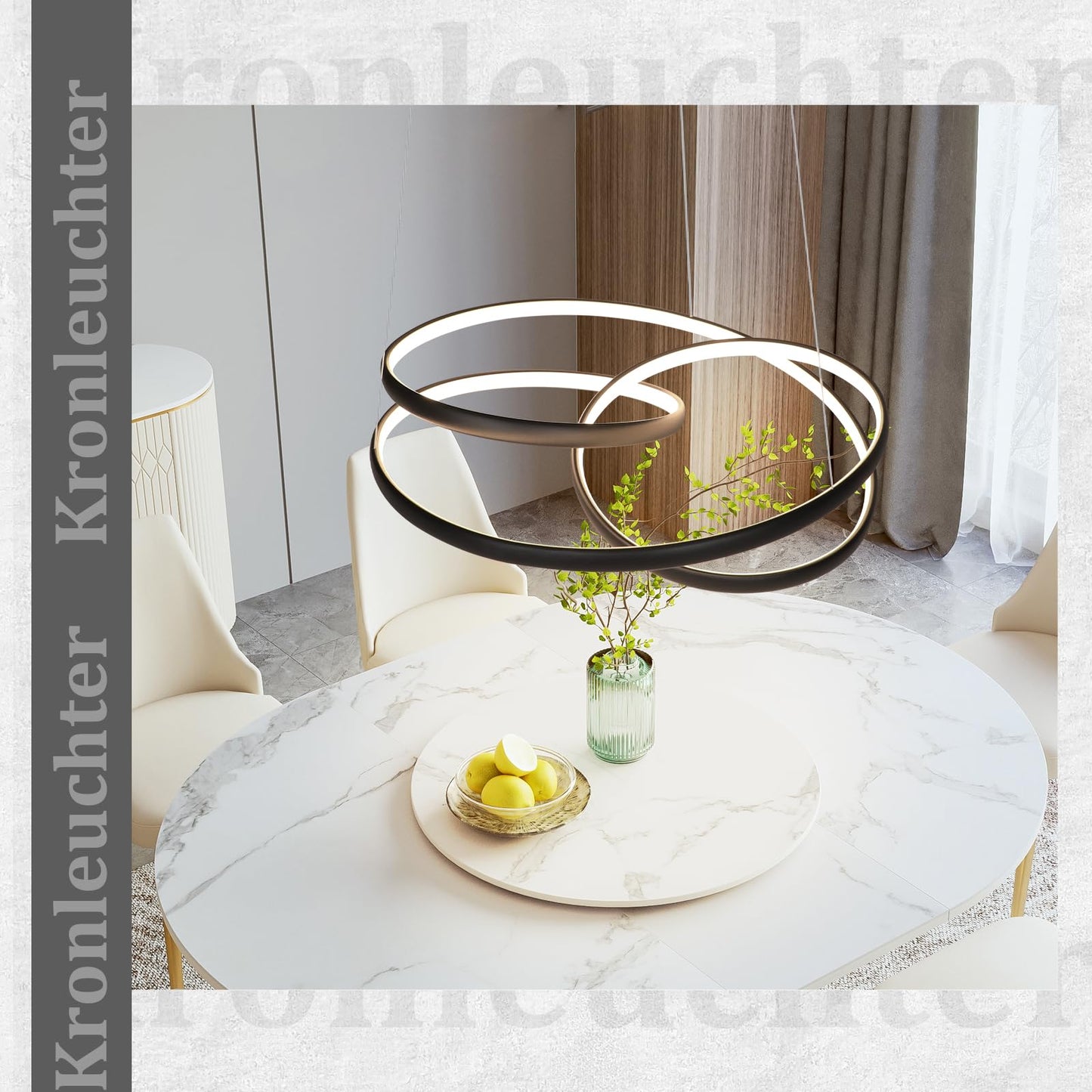 ZMH H?ngelampe Esstisch Pendelleuchte Schwarz - LED Esstischlampe 55W H?ngeleuchte Dimmbar 50CM Esszimmerlampe Modern Pendellampe mit Fernbedienung Wohnzimmerlampe H?ngend f¨¹r Wohnzimmer Schlafzimmer