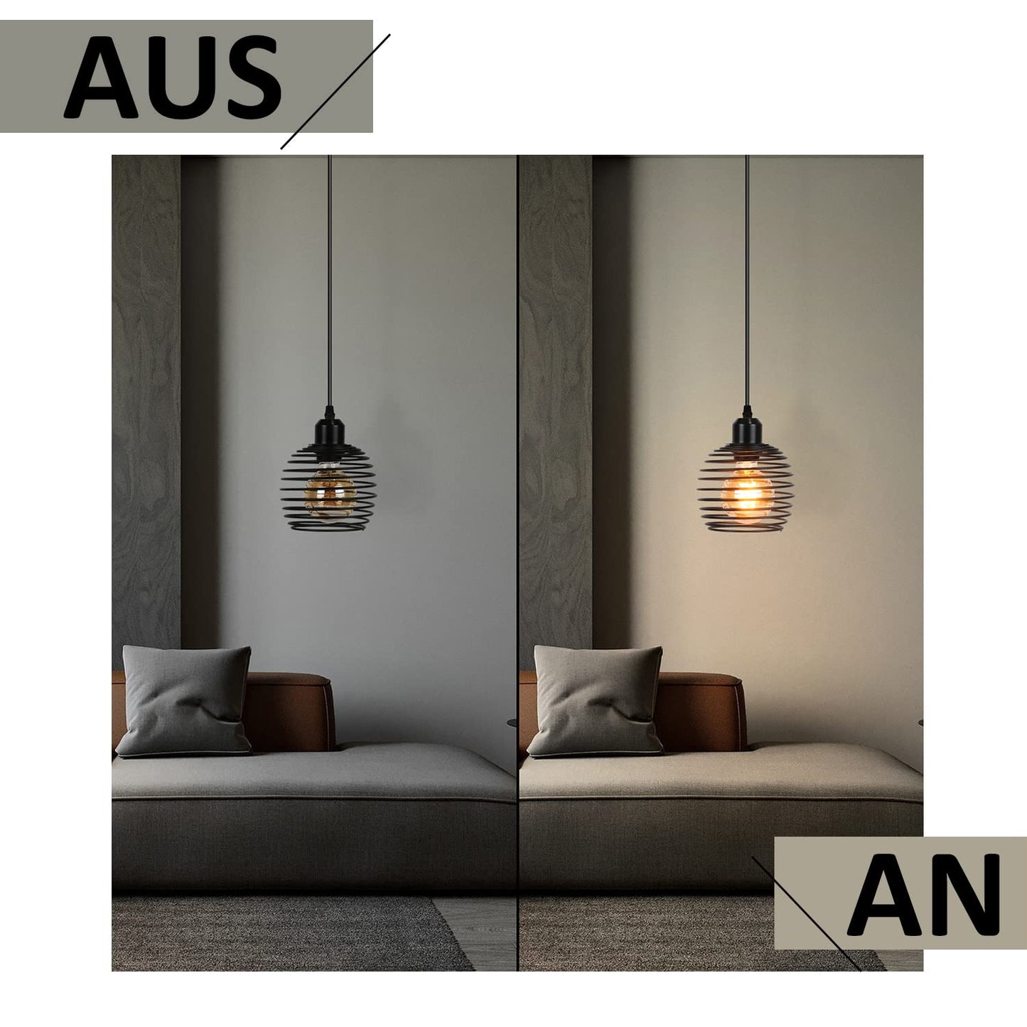 ZMH Pendelleuchte Vintage H?ngelampe Industrial - Schwarz 1.5M Pendellampe Esstisch mit Schalter Stecker E27 Retro Lampenfassung 1fla. Max.60W H?ngeleuchte f¨¹r Schlafzimmer Wohnzimmer K¨¹che Restaurant