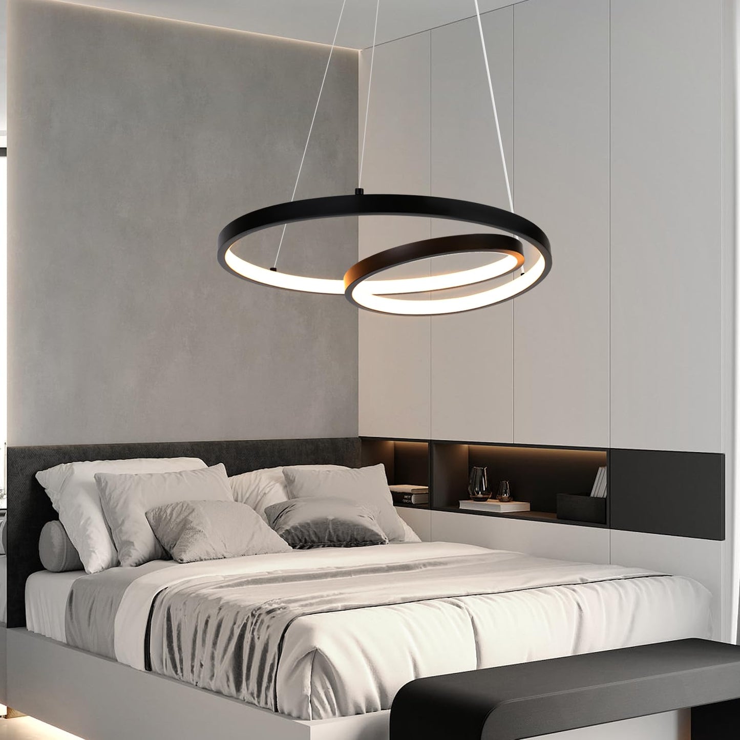 ZMH Pendelleuchte Esstisch H?ngelampe LED: 40CM Schwarz H?ngend Lampe Dimmbar H?ngeleuchte Design Esszimmerlampe Modern Esstischlampe mit Fernbedienung Pendellampe f¨¹r Wohnzimmer Schlafzimmer K¨¹che