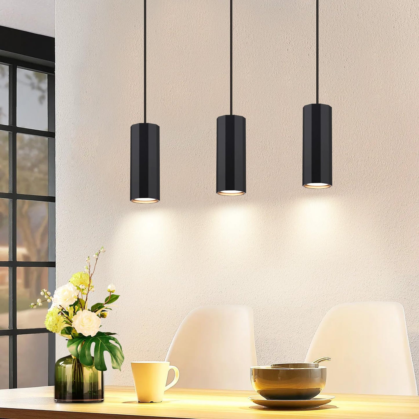 ZMH H?ngelampe 3 Flammig Esstisch Schwarz - Pendelleuchte GU10 Wohnzimmer Modern Industrial Esszimmerlampe H?ngend Metall H?ngeleuchte f¨¹r Innen K¨¹che Schlafzimmer Esszimmer