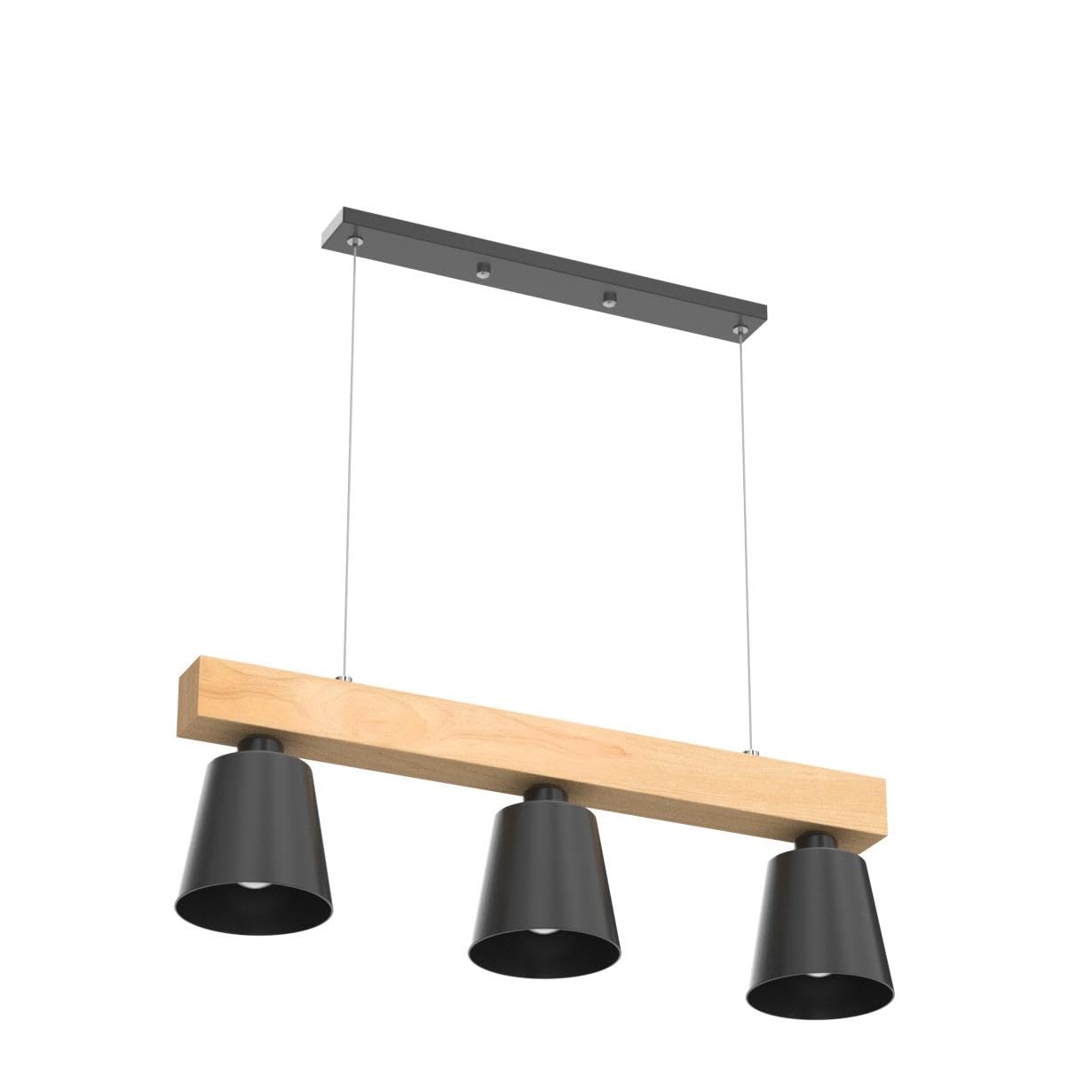 ZMH Pendelleuchte Esstisch Holz H?ngelampe 3 Flammig Warmwei? Vintage H?henverstellbar Esstischlampe H?ngend f¨¹r Esszimmer Wohnzimmer B¨¹ro Schlafzimmer K¨¹che boho - Schwarz - E27 MAX.25W 70x14x23CM