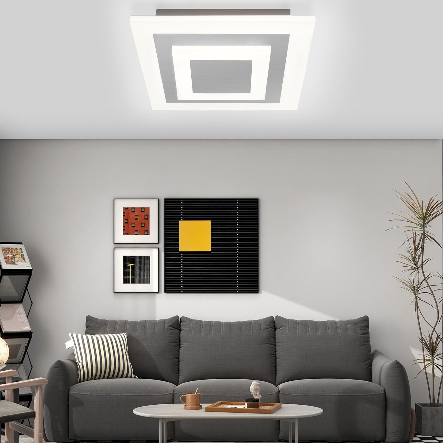 ZMH LED Deckenlampe Wohnzimmer Deckenleuchte Dimmbar - 40cm Wohnzimmerlampe mit Fernbedienung 41W Schlafzimmerlampe Quadratisch Metall Acryl Schlafzimmerlampe f¨¹r Schlafzimmer K¨¹che B¨¹ro Flur