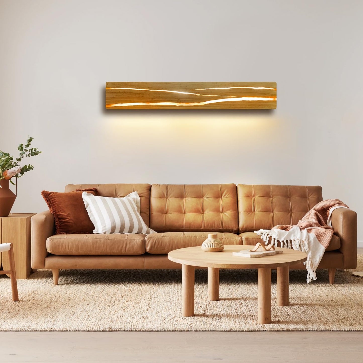ZMH Wandlampe LED Wandleuchte Innen - Holz Modern Flurlampe 3000K Warmwei? 50CM Indirekt Wohnzimmerlampe 8W Bettlampe Flur Treppenhauslampe Wandbeleuchtung f¨¹r Flur Treppenhaus Wohnzimmer Schlafzimmer