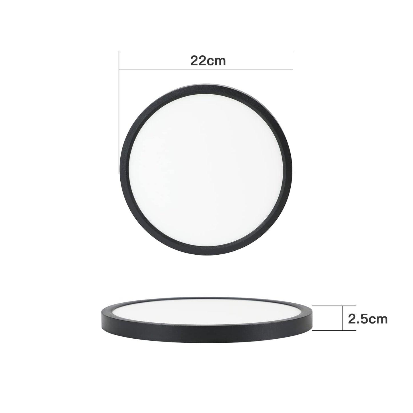 ZMH Deckenlampe LED Deckenleuchte Flach - 3ER Badezimmerlampe Schwarz ?22cm Badezimmer Deckenbeleuchtung 15W Schlafzimmerlampe IP44 Wasserdicht Badlampe Rund K¨¹chenlampe Kaltwei? f¨¹r Bad Schlafzimmer
