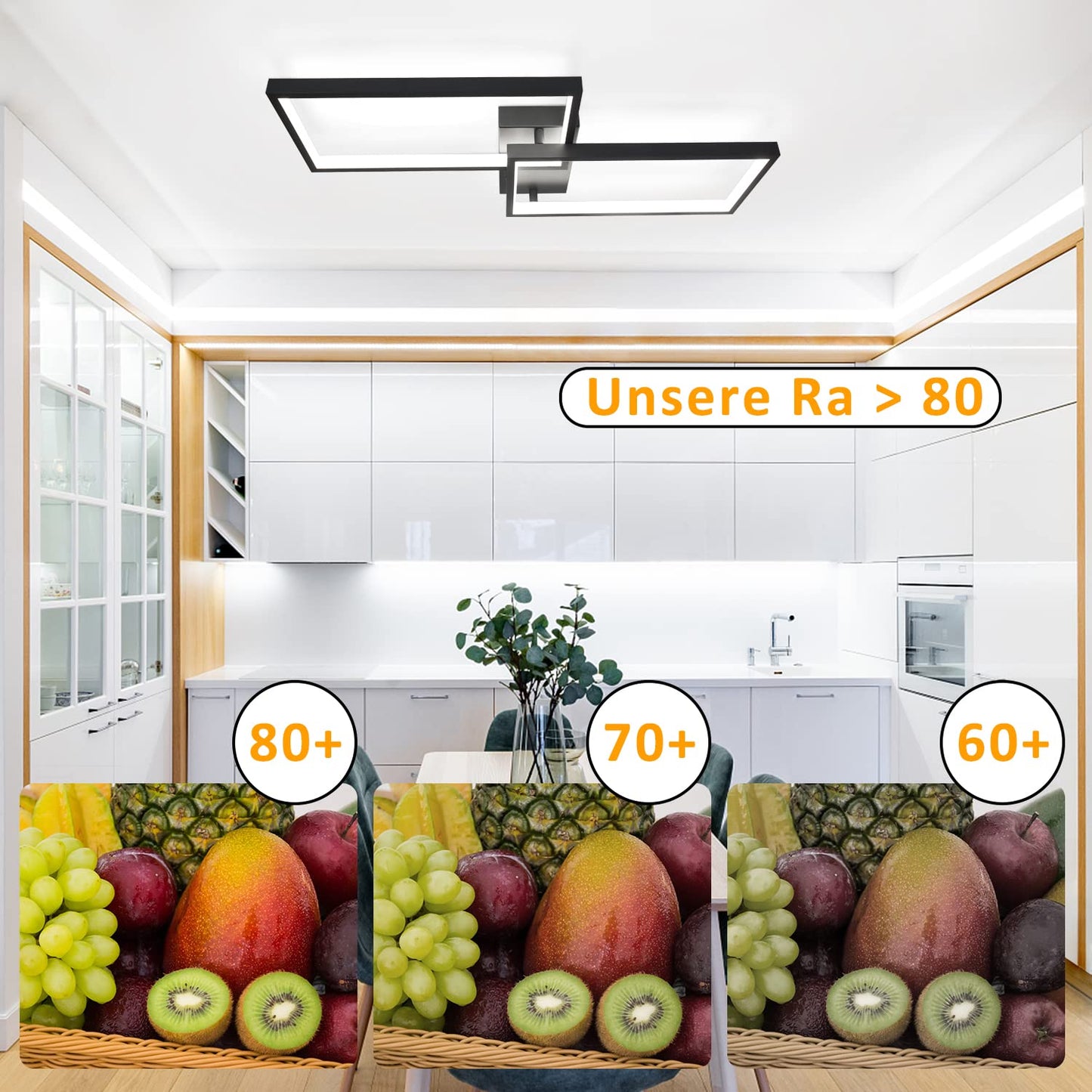 ZMH Deckenlampe LED Deckenleuchte Dimmbar mit Fernbedienung 40W Schwarz Wohnzimmerlampe aus Metall Modern Design Schlafzimmerlampe K¨¹chenlampe f¨¹r Schlafzimmer Esszimmer Wohnzimmer Arbeitszimmer