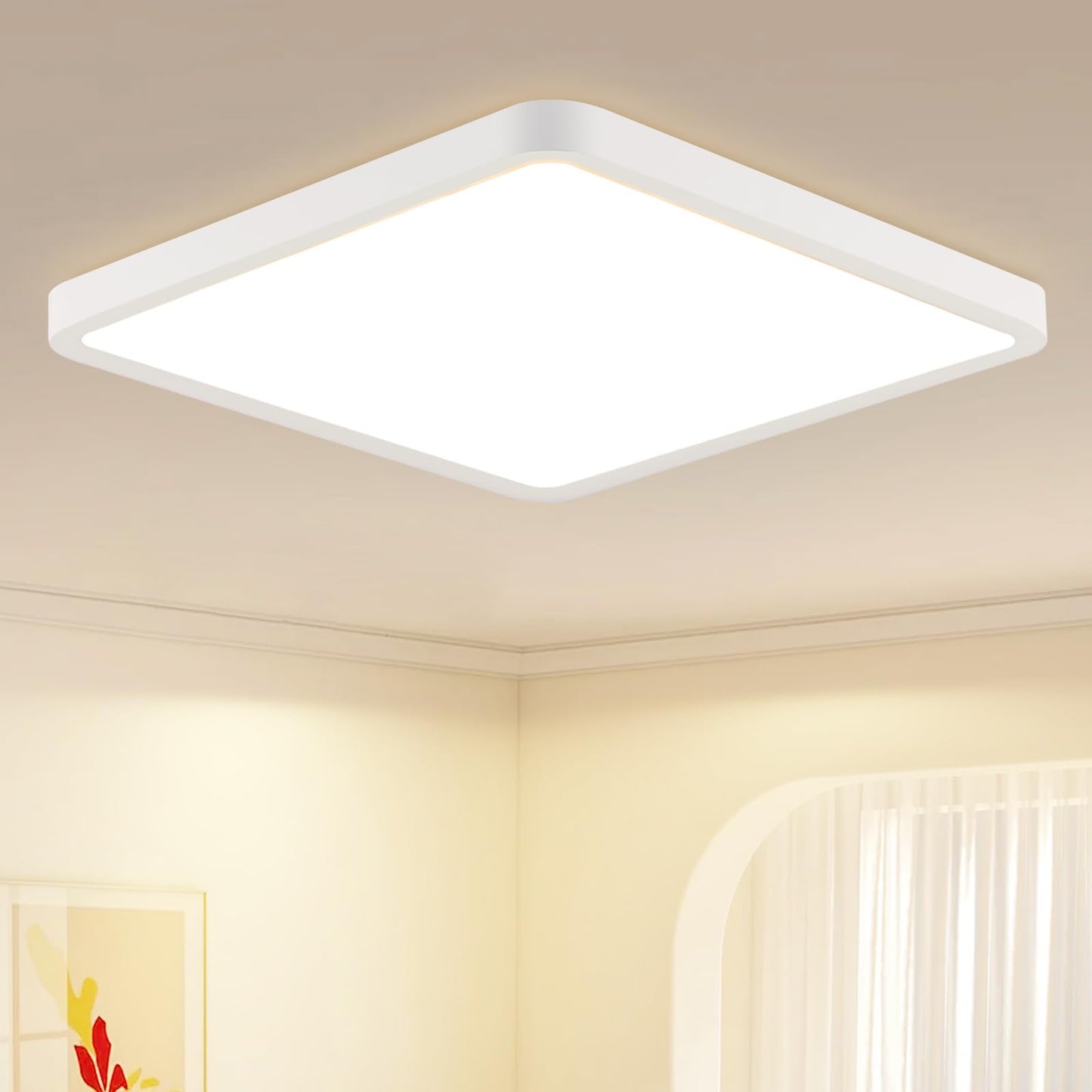 ZMH Deckenlampe LED Deckenleuchte Flach - Schlafzimmerlampe 23CM Badezimmerlampe 18W K¨¹chenlampe Eckig Schlafzimmer Deckenbeleuchtung Flurlampe Decke Badlampe 4000K f¨¹r Badezimmer K¨¹che Flur