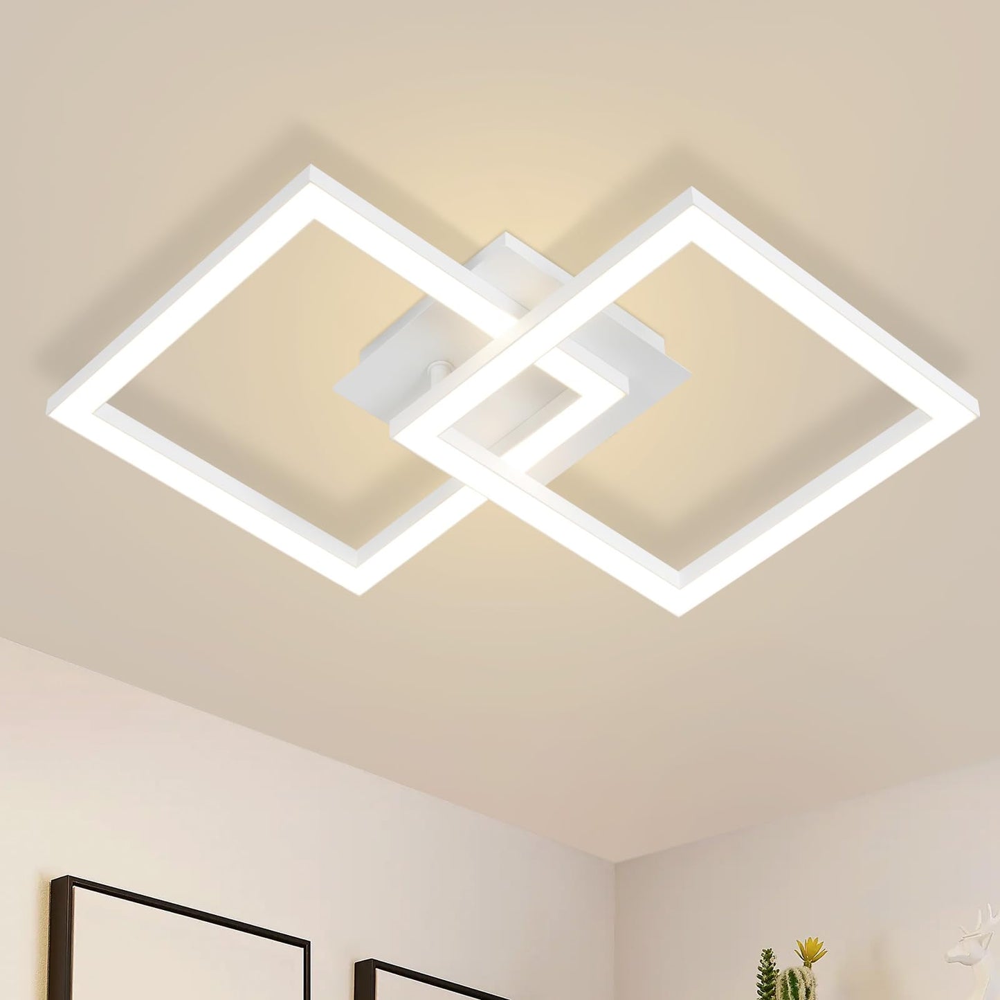 ZMH Deckenlampe LED Deckenleuchte K¨¹che - Modern K¨¹chenlampe 24W Wohnzimmerlampe Design Flurlampe Warmwei? Schlafzimmerlampe Flur Deckenbeleuchtung Eckig Wei? f¨¹r Wohnzimmer Schlafzimmer