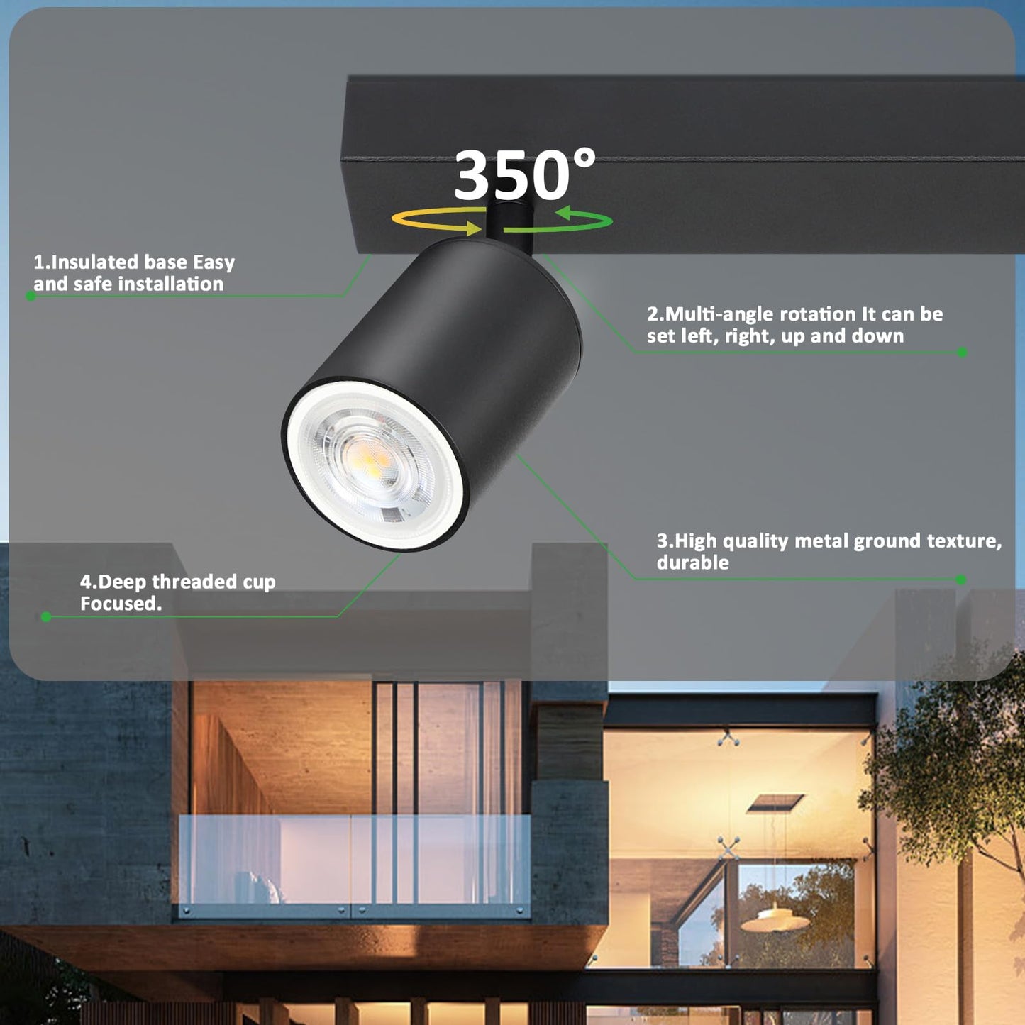 ZMH Deckenlampe 2 Flammig Deckenstrahler Schwarz - Flur Deckenleuchte GU10 Modern Deckenspot Schwenkbar 350¡ã MAX.25W Wandstrahler lampe f¨¹r Wohnzimmer Schlafzimmer K¨¹che (ohne Leuchtmittel)