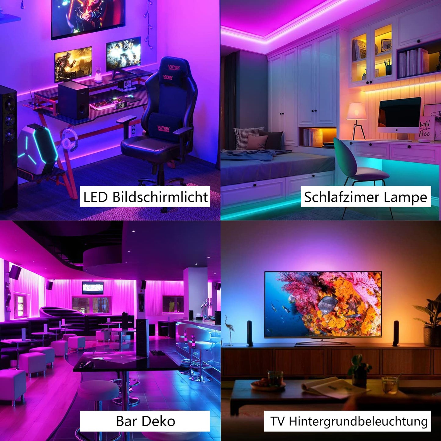 ZMH Led Streifen 10M RGB LED Strip Bluetooth LED Lichterkette Selbstklebend mit APP und Fernbedienung Smart Lichtband Timer Lichtband Fernseher Musik Sync LED Band f¨¹r Zuhause Party