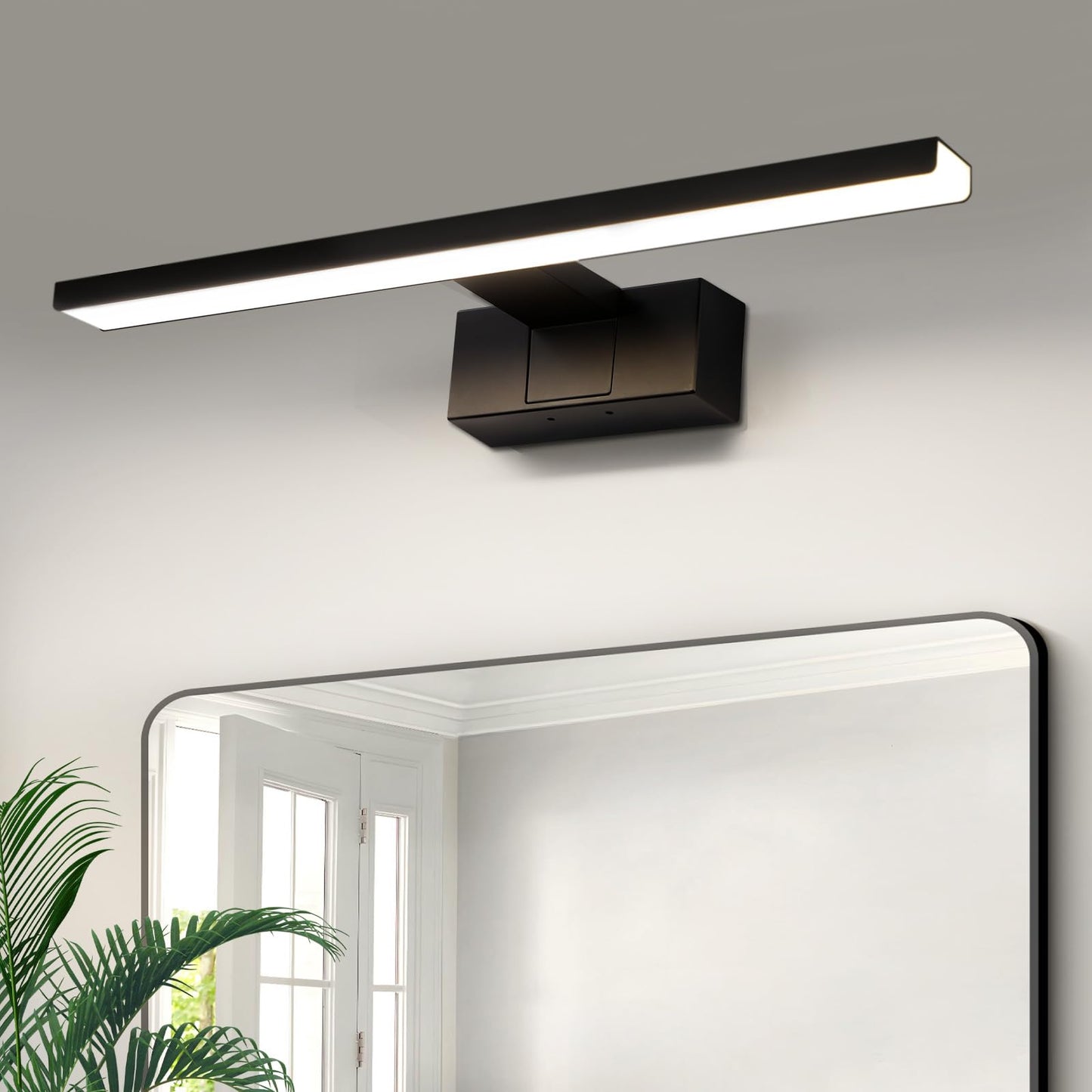 ZMH Spiegellampe LED Spiegelleuchte Bad - 40CM Badezimmer Schwarz Badlampe Wand Wasserdicht IP44 Wandlampe Modern Neutralwei? 4000K Wei? Wandleuchte f¨¹r Keller K¨¹che Badschrank