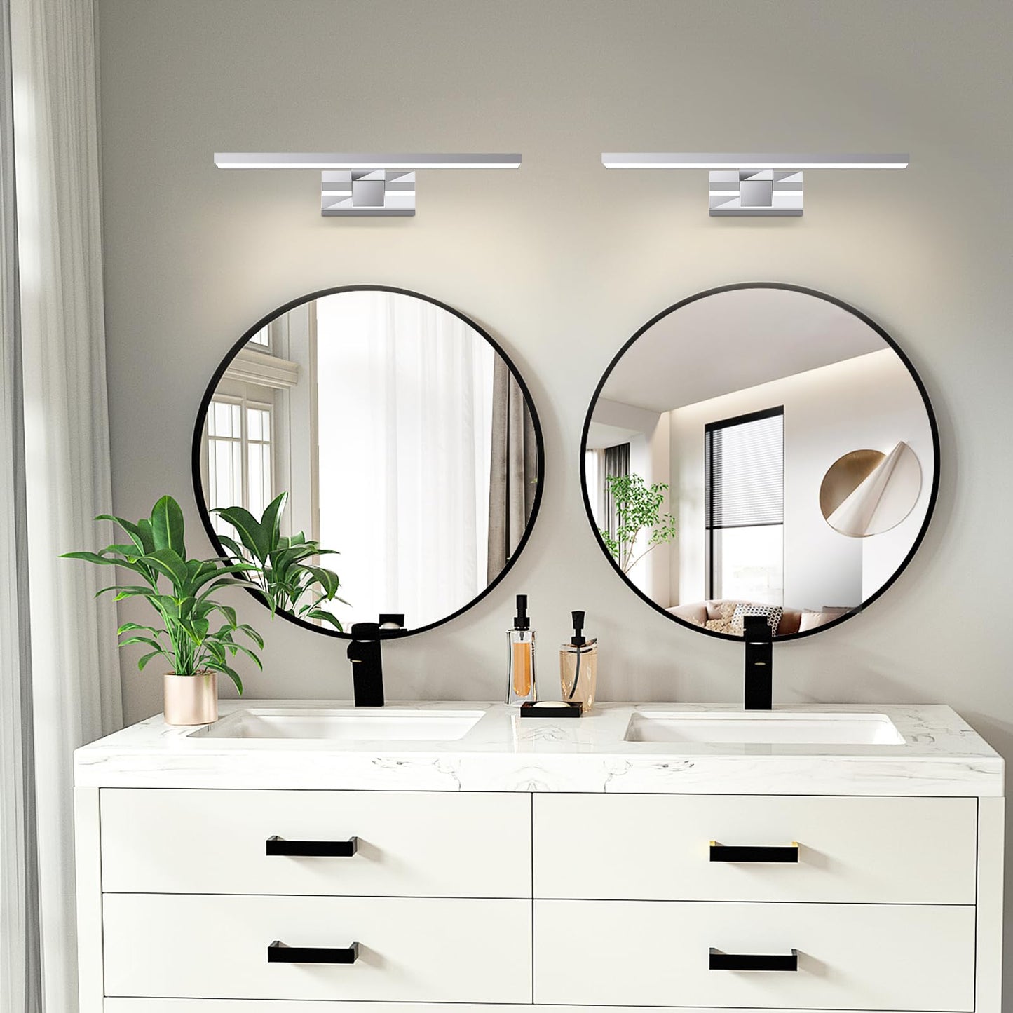 ZMH LED Spiegelleuchte Bad Spiegellampe - 6W Badleuchte Wand 30CM Wandlampe Badezimmer Wasserdicht IP44 Wandleuchte Chrom Modern Neutralwei? 4000K Badlampe Wandmontage f¨¹r Keller K¨¹che Badschrank